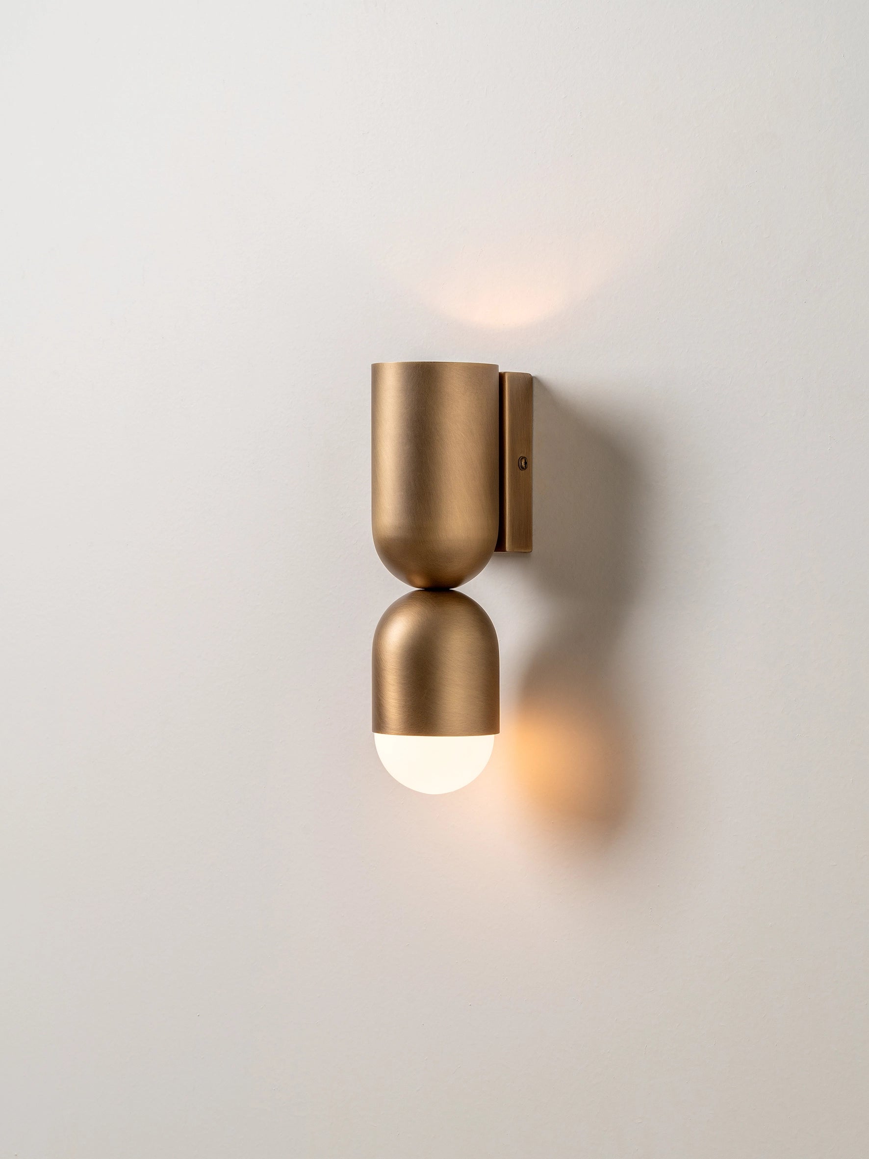 Tuba - 2 light aged brass and opal wall light | Wall light | lights & lamps | Modern affordable designer lighting