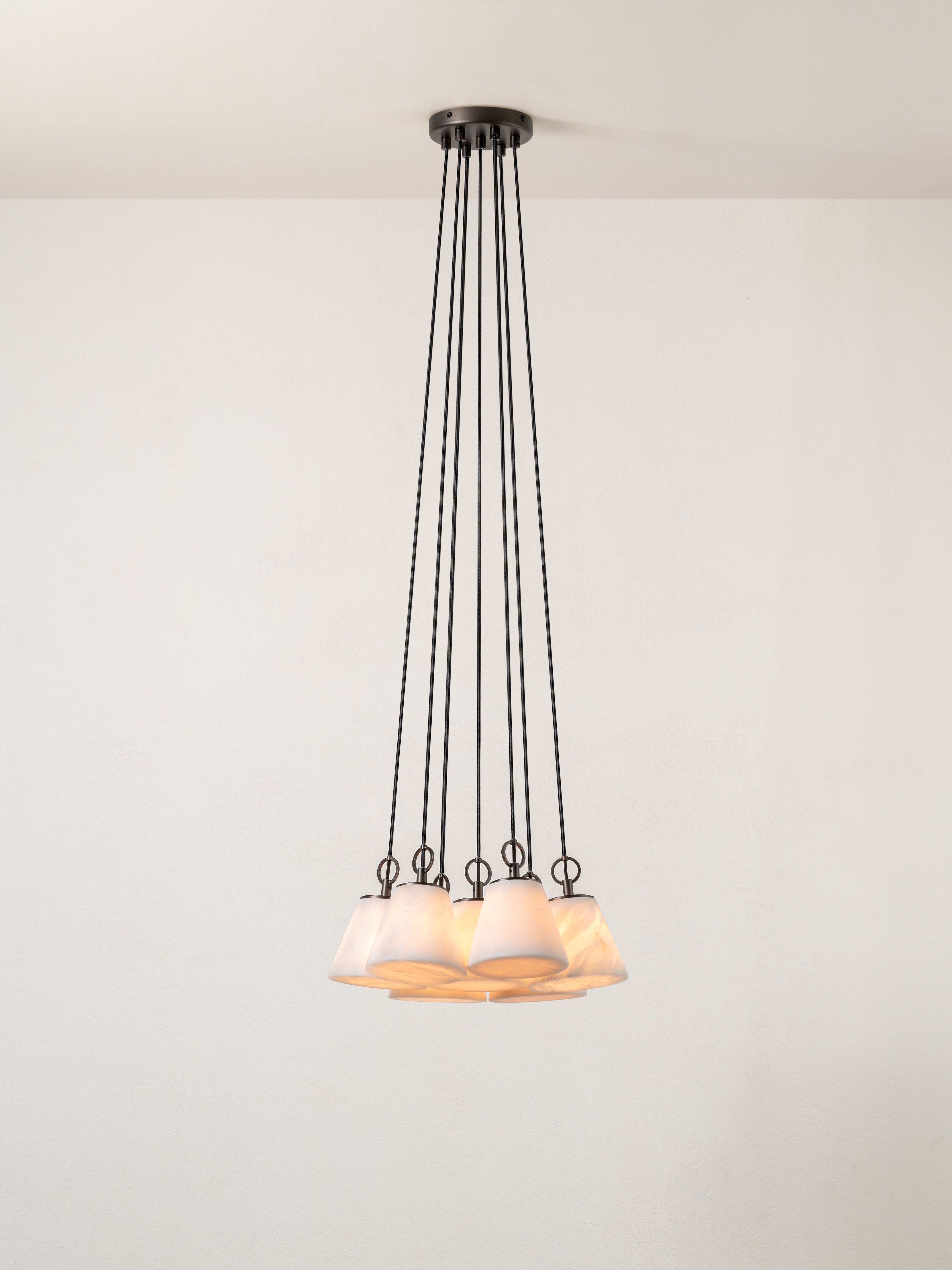 Alba - 7 light alabaster glass and bronze ceiling pendant | Ceiling pendant | lights & lamps | Modern affordable designer lighting