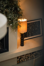 Aska - tall charred wood and natural linen table lamp | Table Lamp | lights&lamps | UK | Modern Affordable Designer Lighting