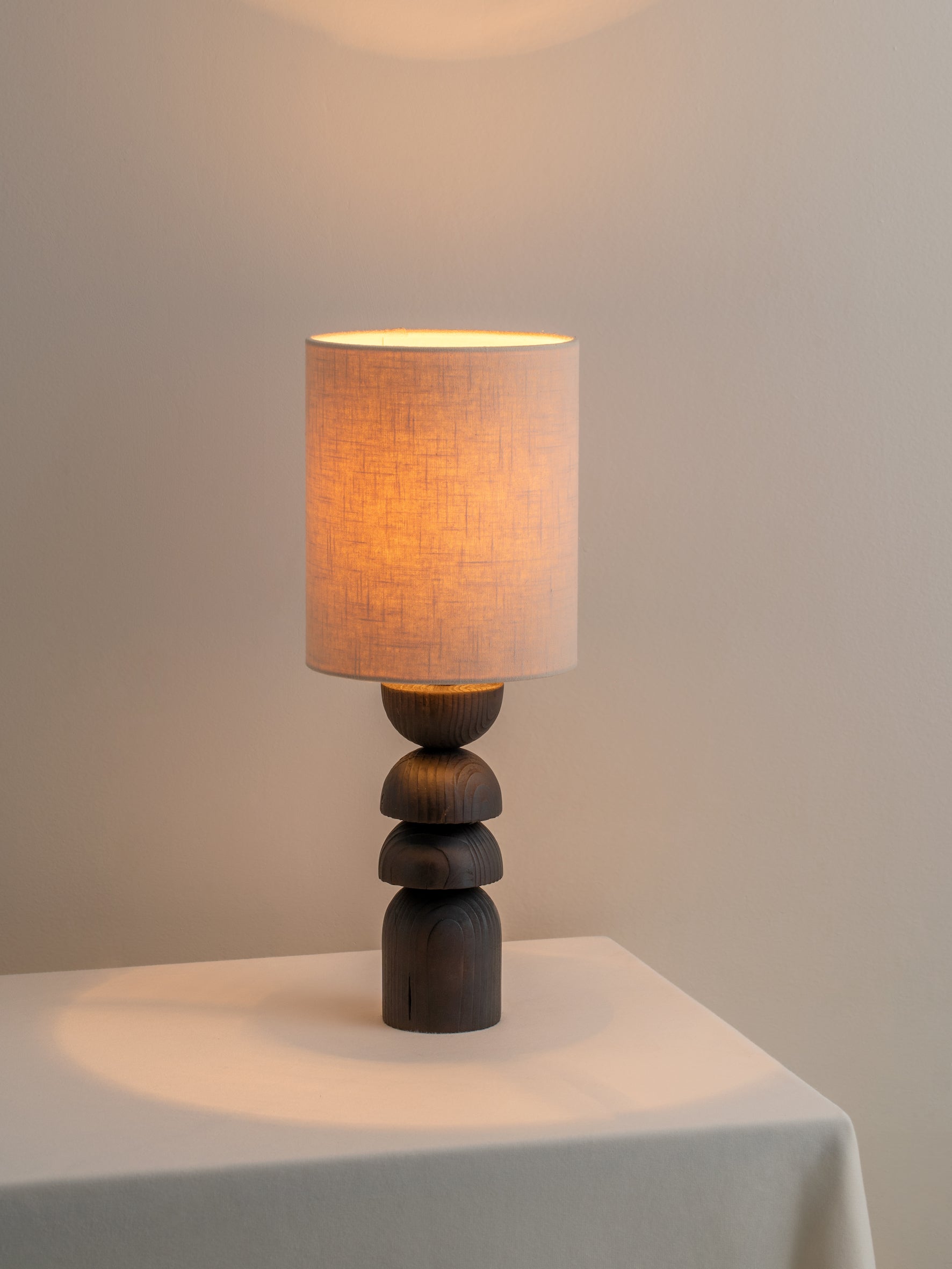 Bleeker - aged brass and linen table lamp, Table Lamp
