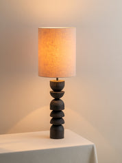 Aska - tall charred wood and natural linen table lamp | Table Lamp | lights&lamps | UK | Modern Affordable Designer Lighting