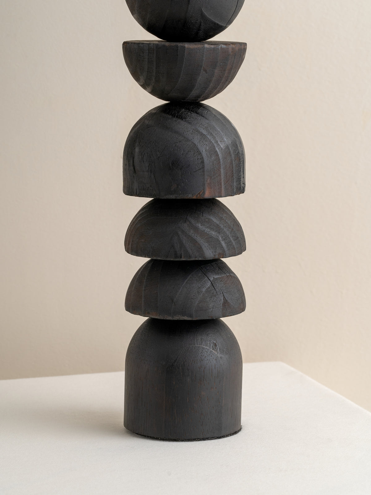 Aska tall charred wood and natural linen table lamp