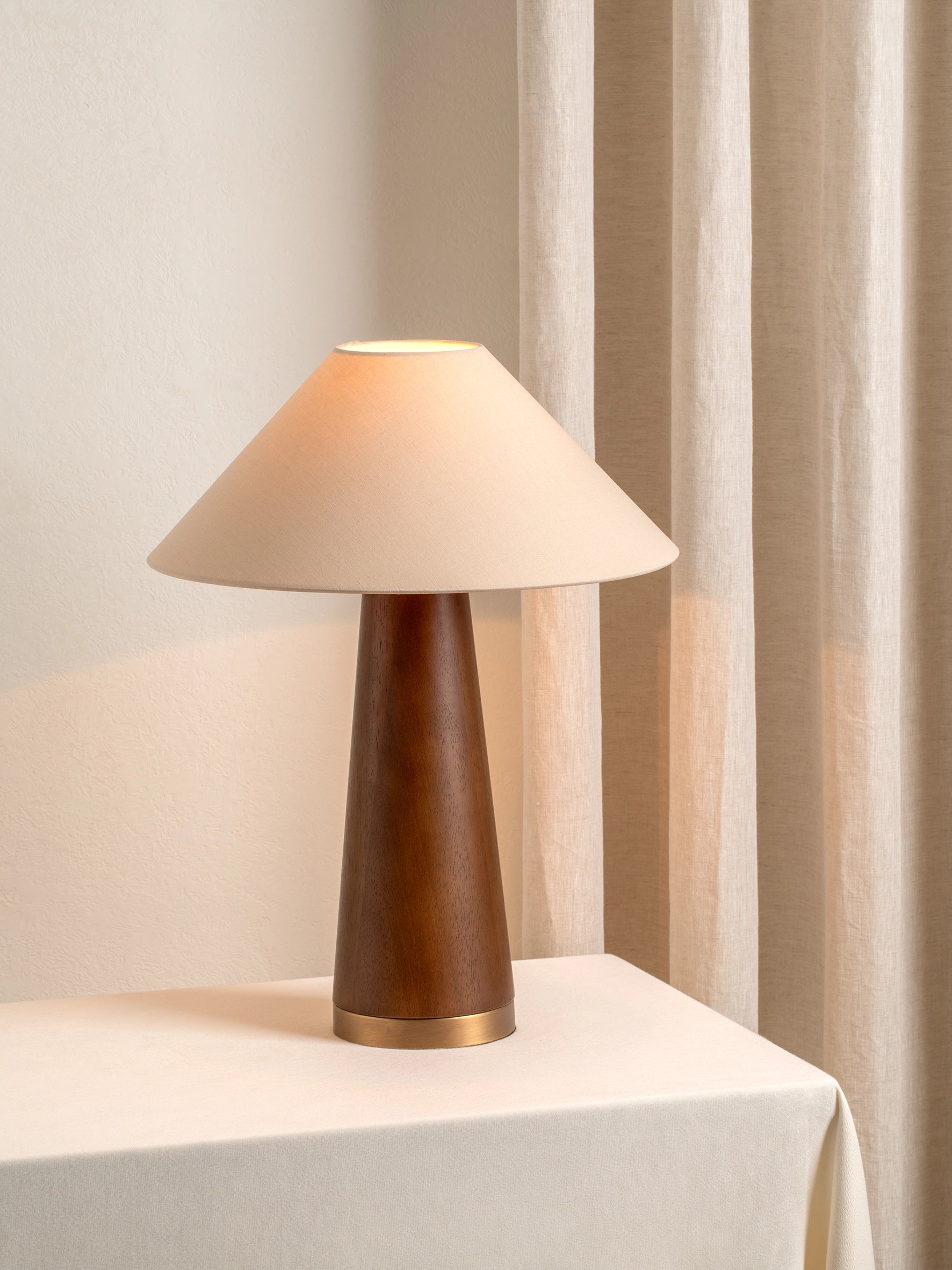 Baneza - aged brass and wood cone table lamp | Table lamp | lights & lamps | Modern affordable designer lighting