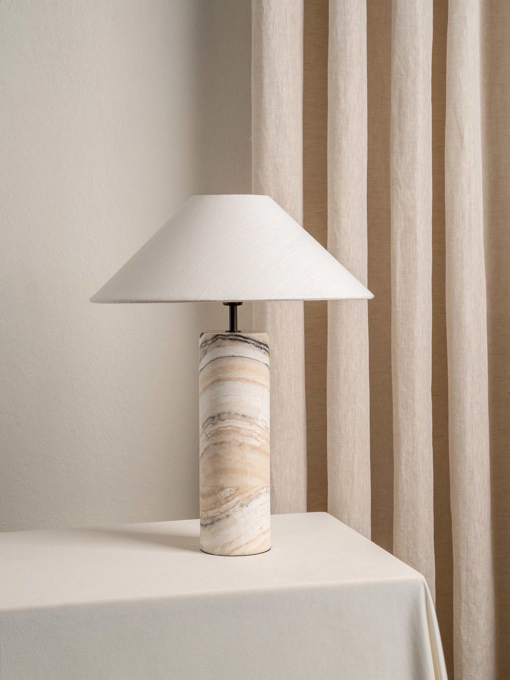 Barola - white Onyx cylinder table lamp | Table Lamp | Lights &amp; Lamps | UK | Modern Affordable Designer Lighting