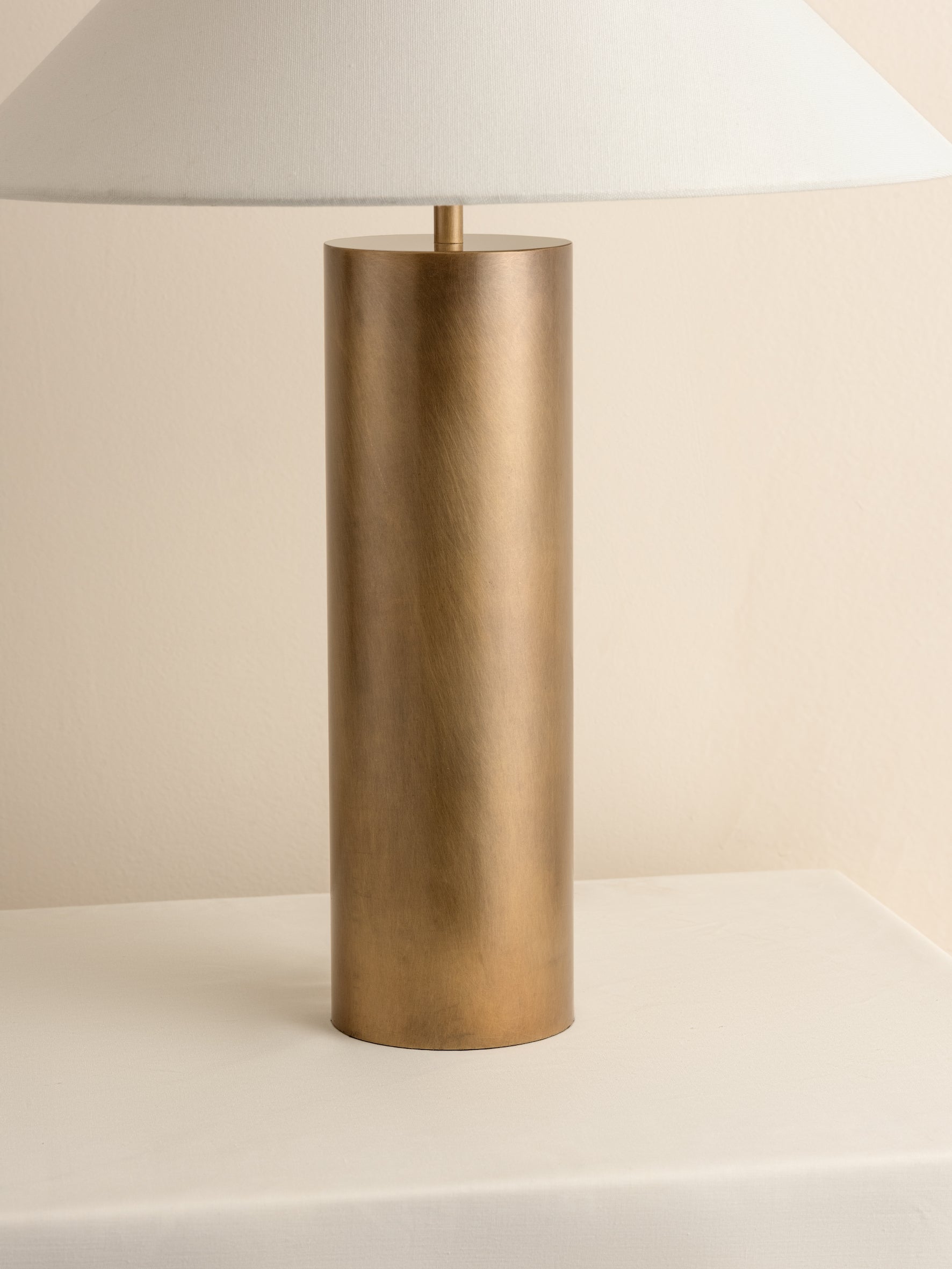 Bleeker - aged brass and linen table lamp | Table Lamp | Lights & Lamps | UK