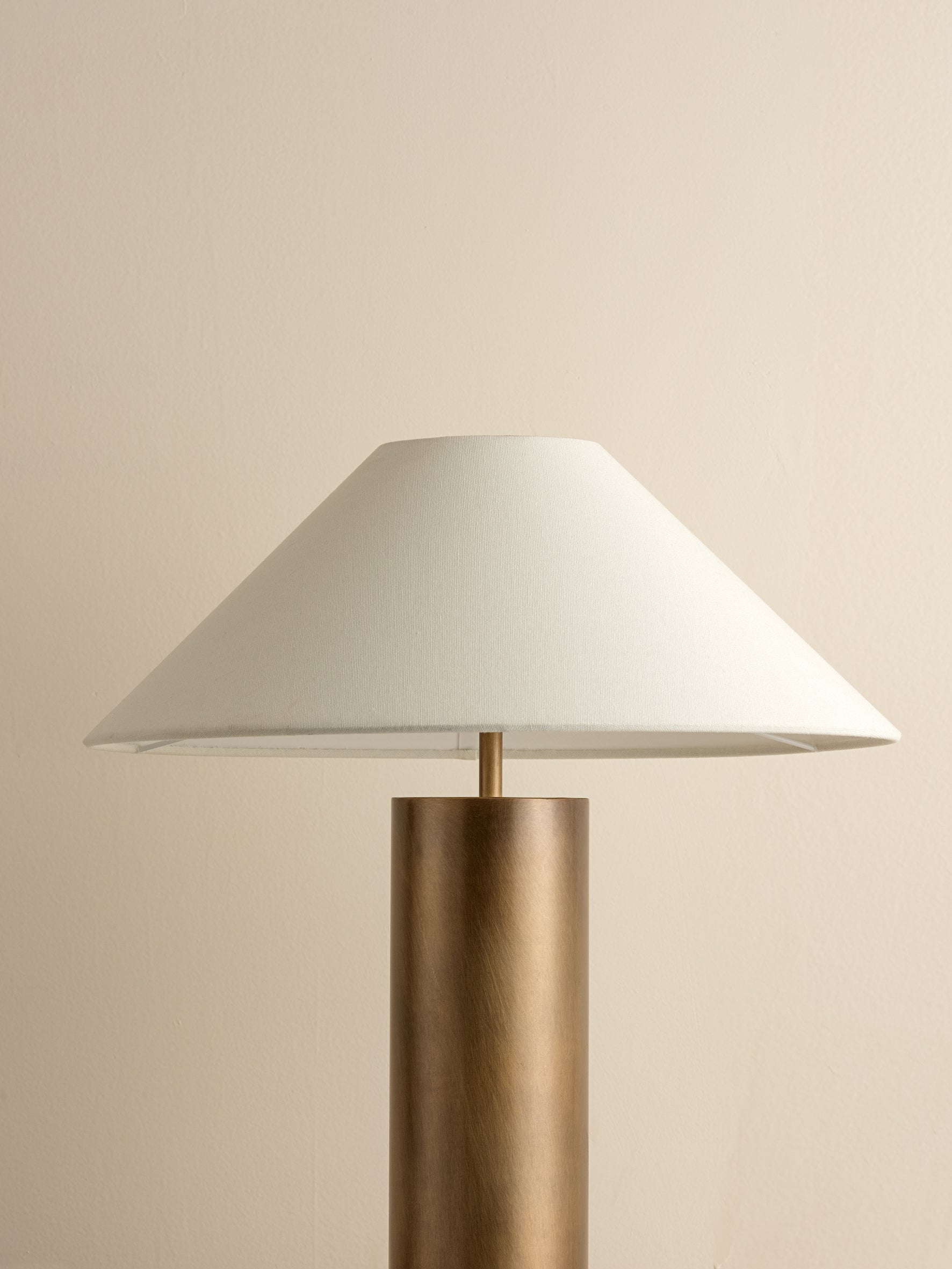 Bleeker - aged brass and linen table lamp, Table Lamp