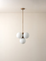 Boule - 4 light brass and opal pendant light
