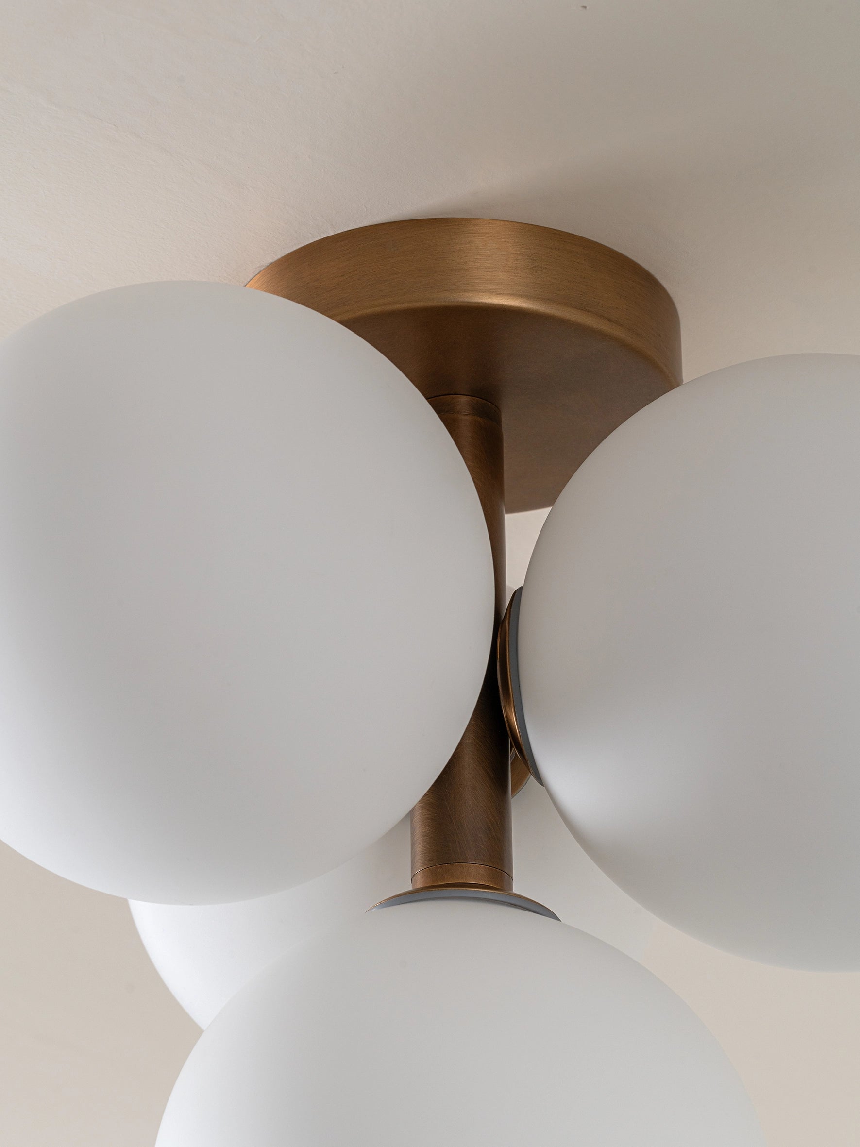 Boule - 4 light brass and opal flush pendant light | Ceiling light | lights & lamps | Modern affordable designer lighting