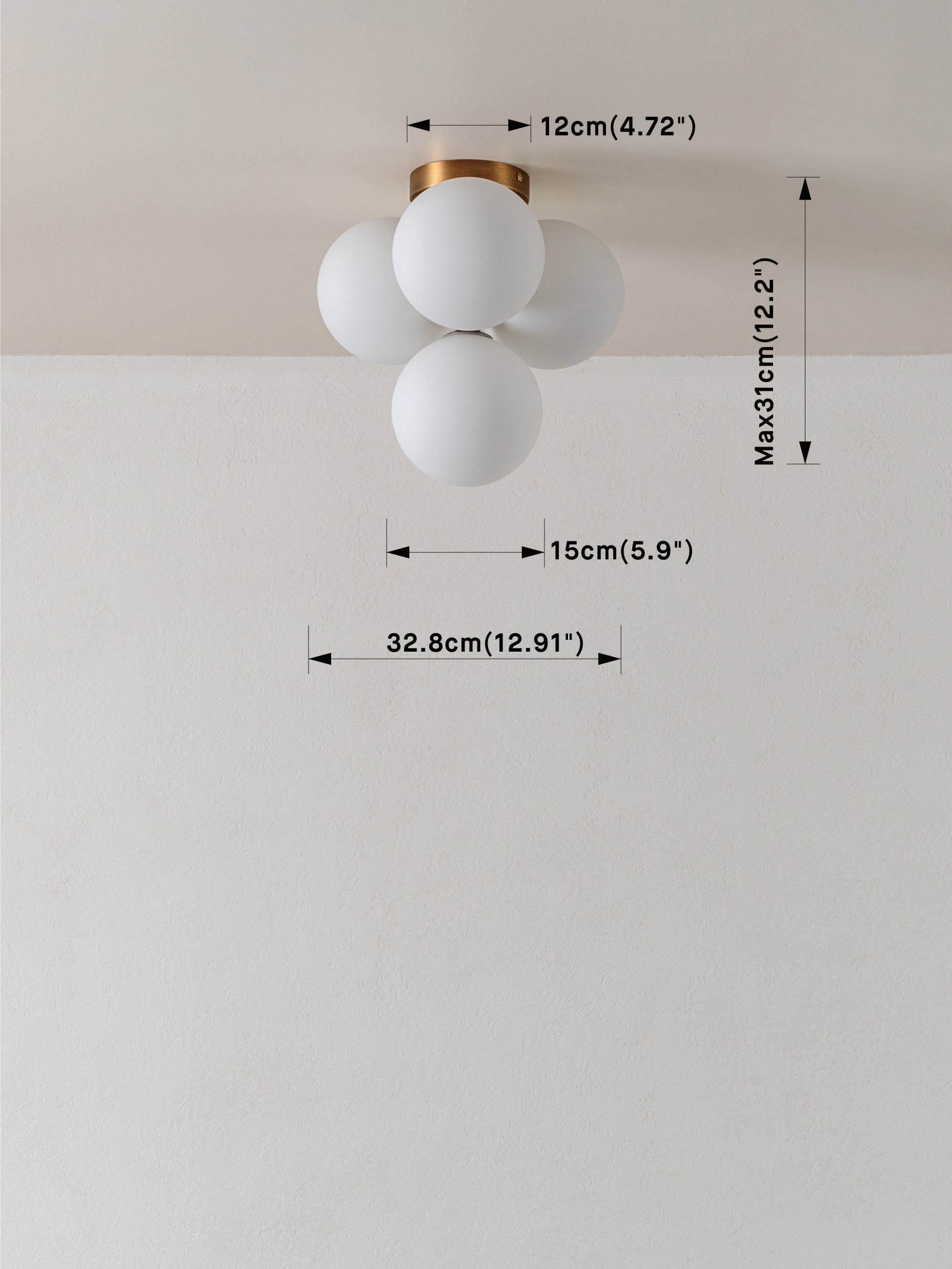 Boule - 4 light brass and opal flush pendant light | Ceiling light | lights & lamps | Modern affordable designer lighting