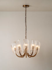 Cannoli - 10 light aged brass and textured glass chandelier | Chandelier | Lights & Lamps | UK | Modern Affordable Designer Lighting
