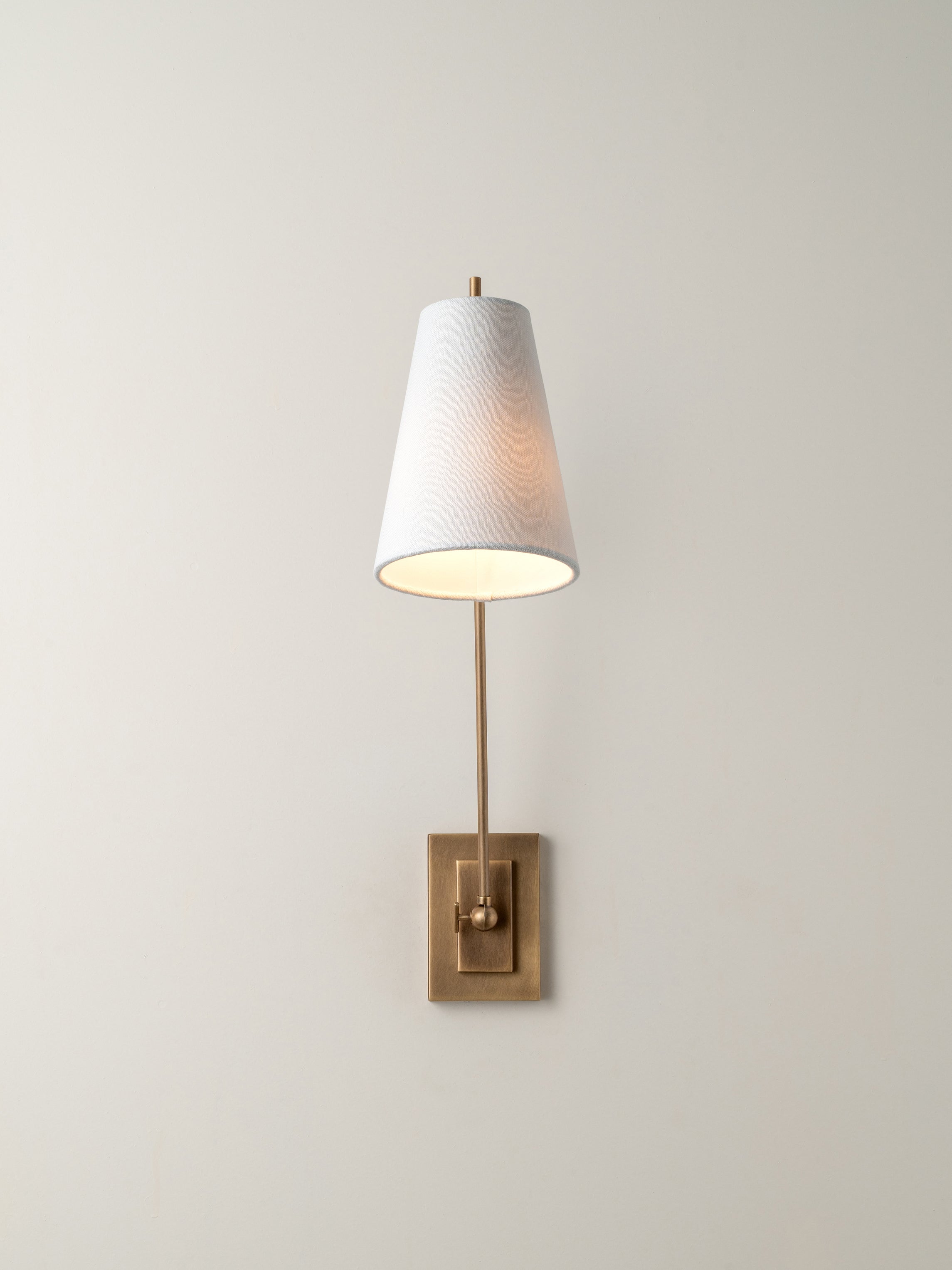 Celano - over reach aged brass and linen wall light | Wall light | lights & lamps | Modern affordable designer lighting