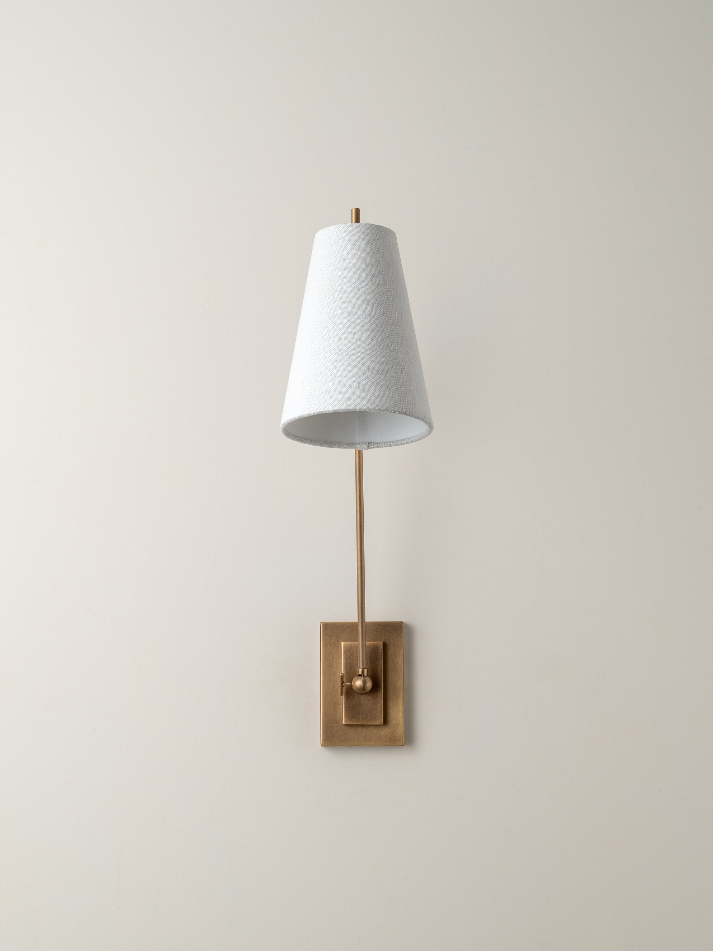 Celano - over reach aged brass and linen wall light | Wall light | lights & lamps | Modern affordable designer lighting