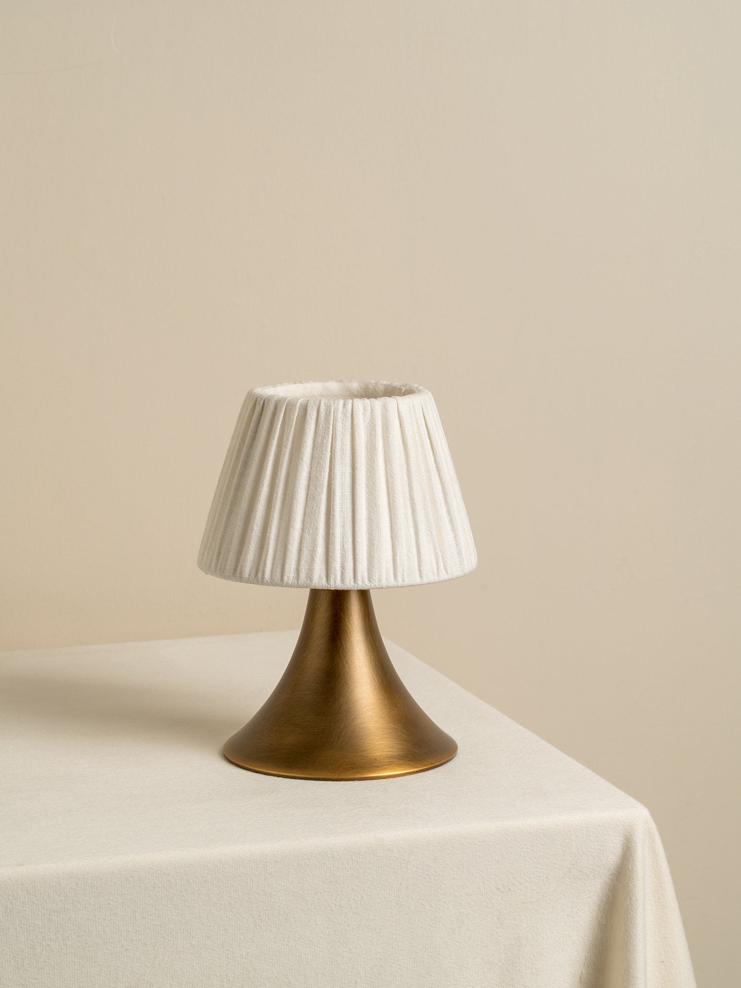Cenare - aged brass and linen rechargeable table lamp | Table Lamp | lights&lamps | UK | Modern Affordable Designer Lighting