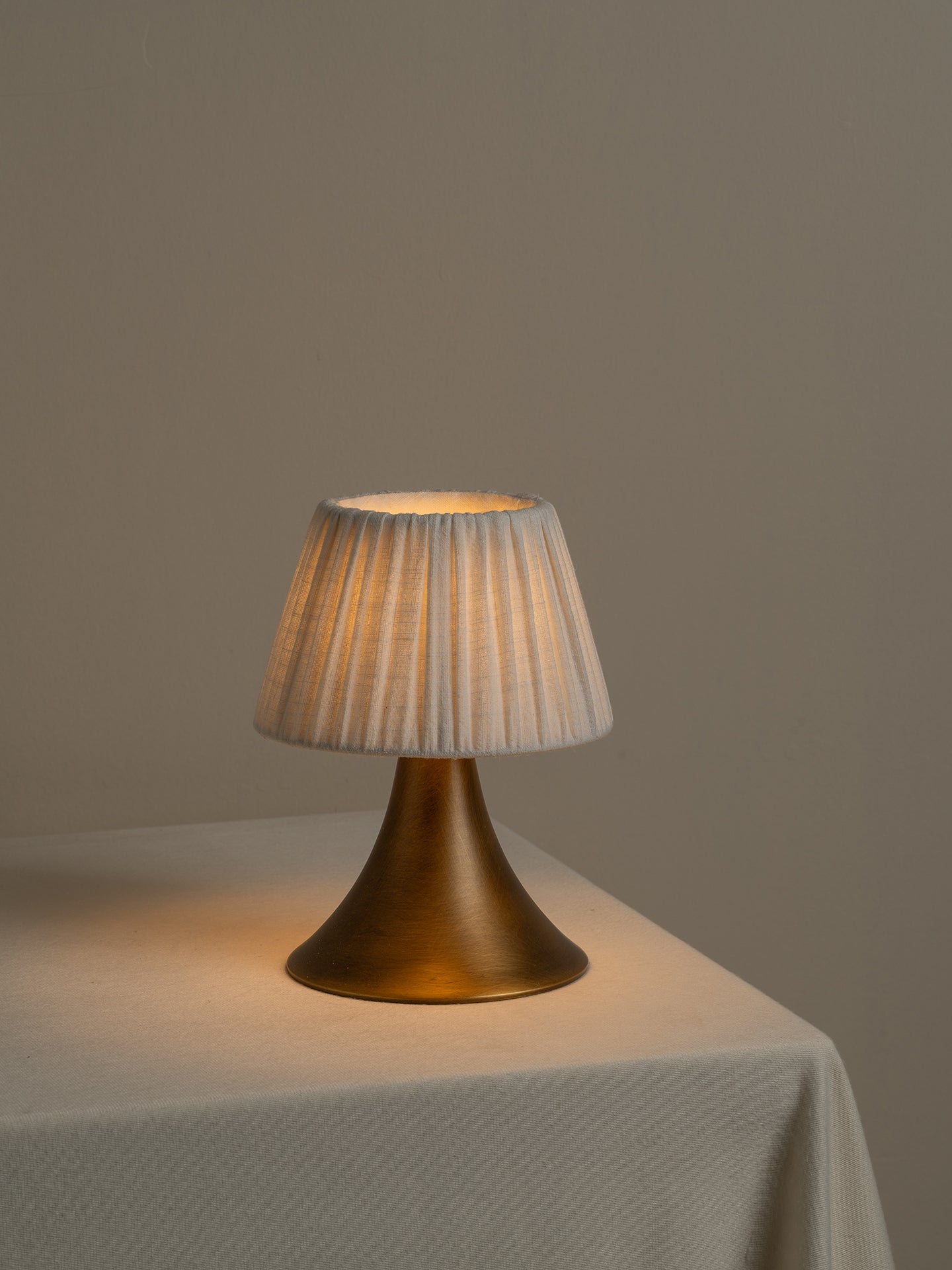 Cenare - aged brass and linen rechargeable table lamp | Table Lamp | lights&lamps | UK | Modern Affordable Designer Lighting