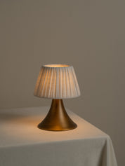 Cenare - aged brass and linen rechargeable table lamp | Table Lamp | lights&lamps | UK | Modern Affordable Designer Lighting