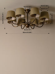 Chandelier with dimensions labeled on a plain background
