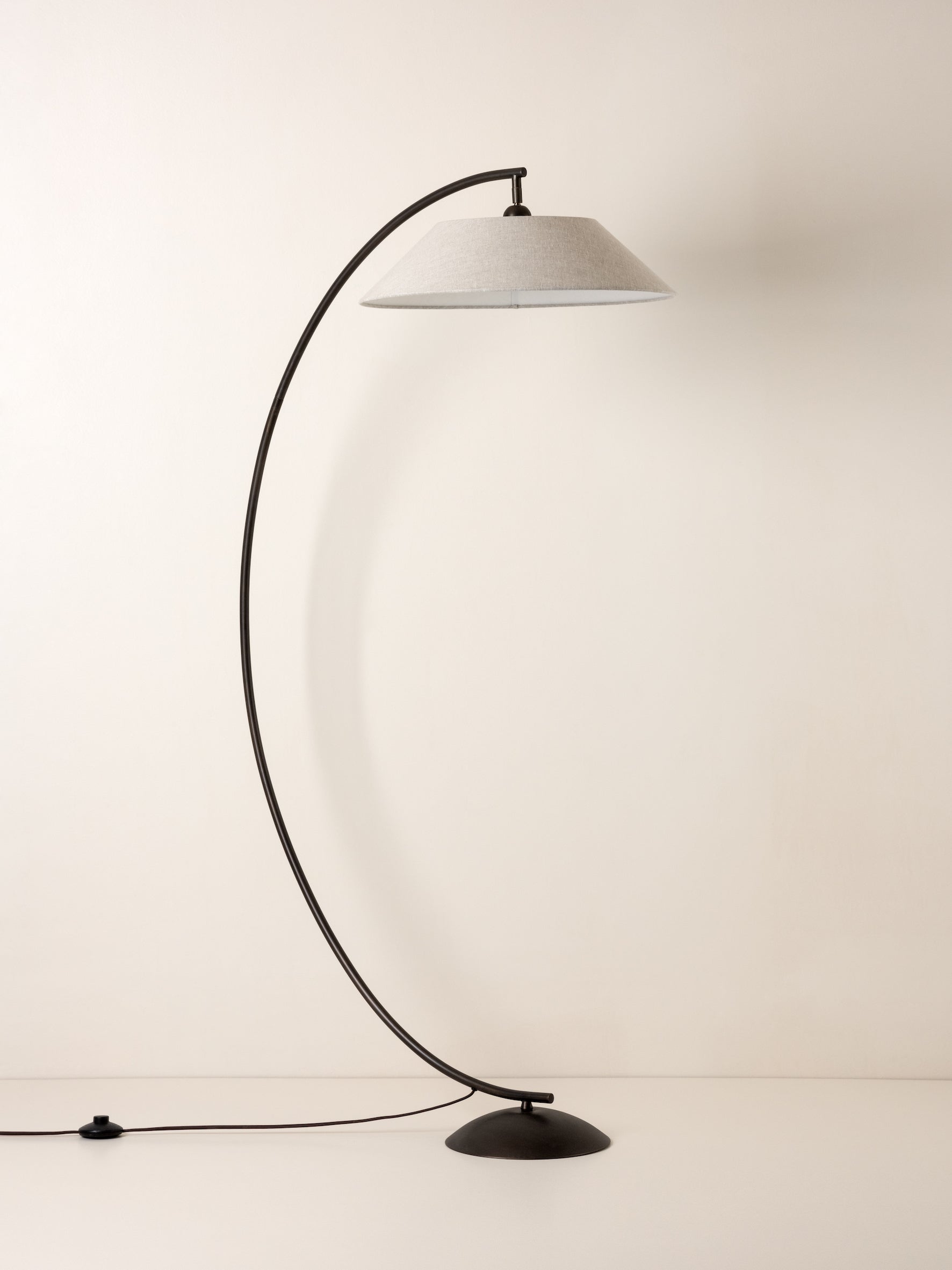 Circo - arc bronze and linen floor lamp | Floor Lamp | Lights & Lamps | UK | Modern Affordable Designer Lighting