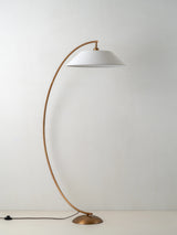 Circo - arc aged brass and natural linen floor lamp