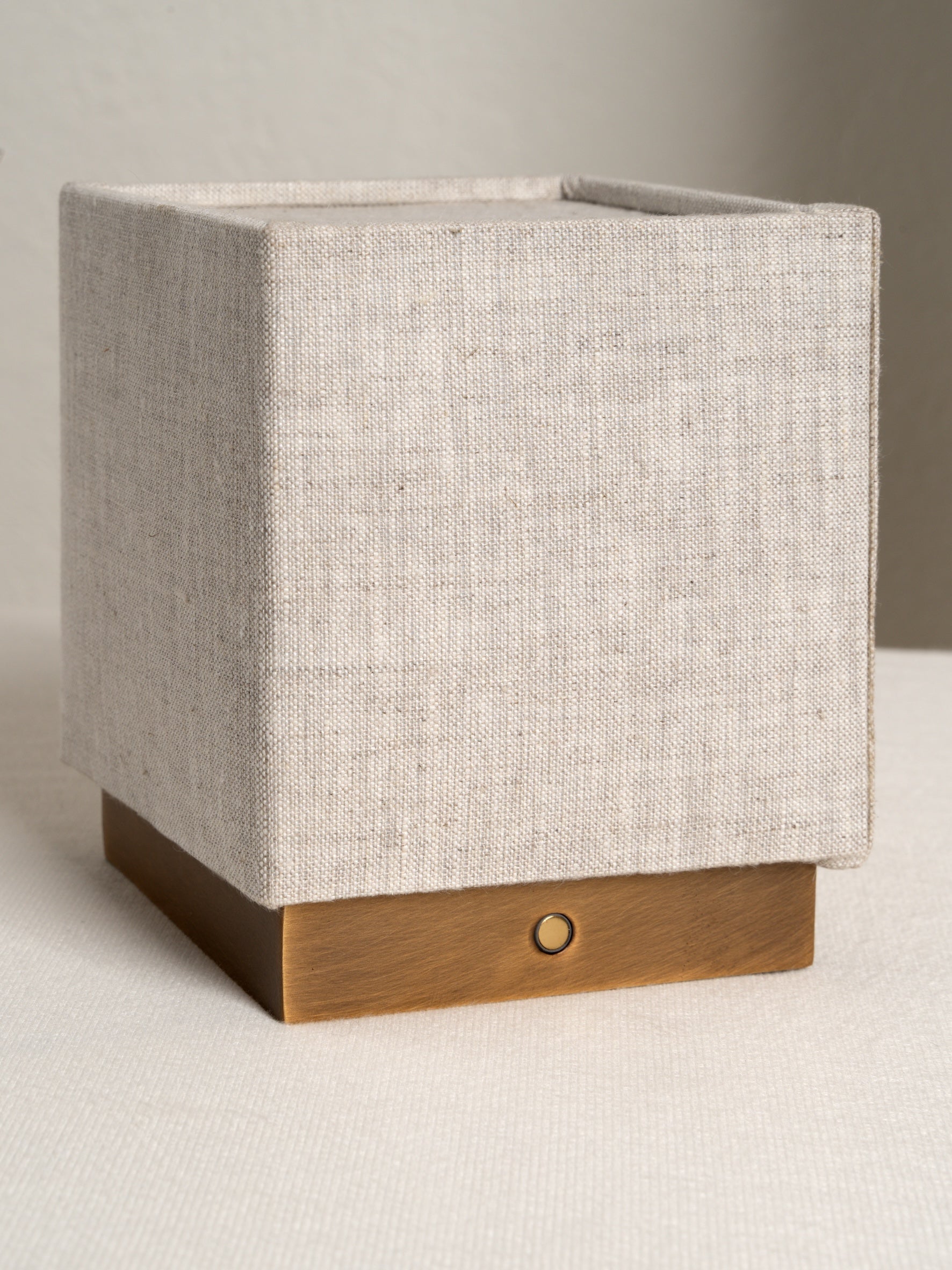 Cube - aged brass and linen rechargeable table lamp |  | Lights & Lamps | UK | Modern Affordable Designer Lighting