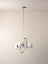 Decora - 4 light aged brass and opal pendant