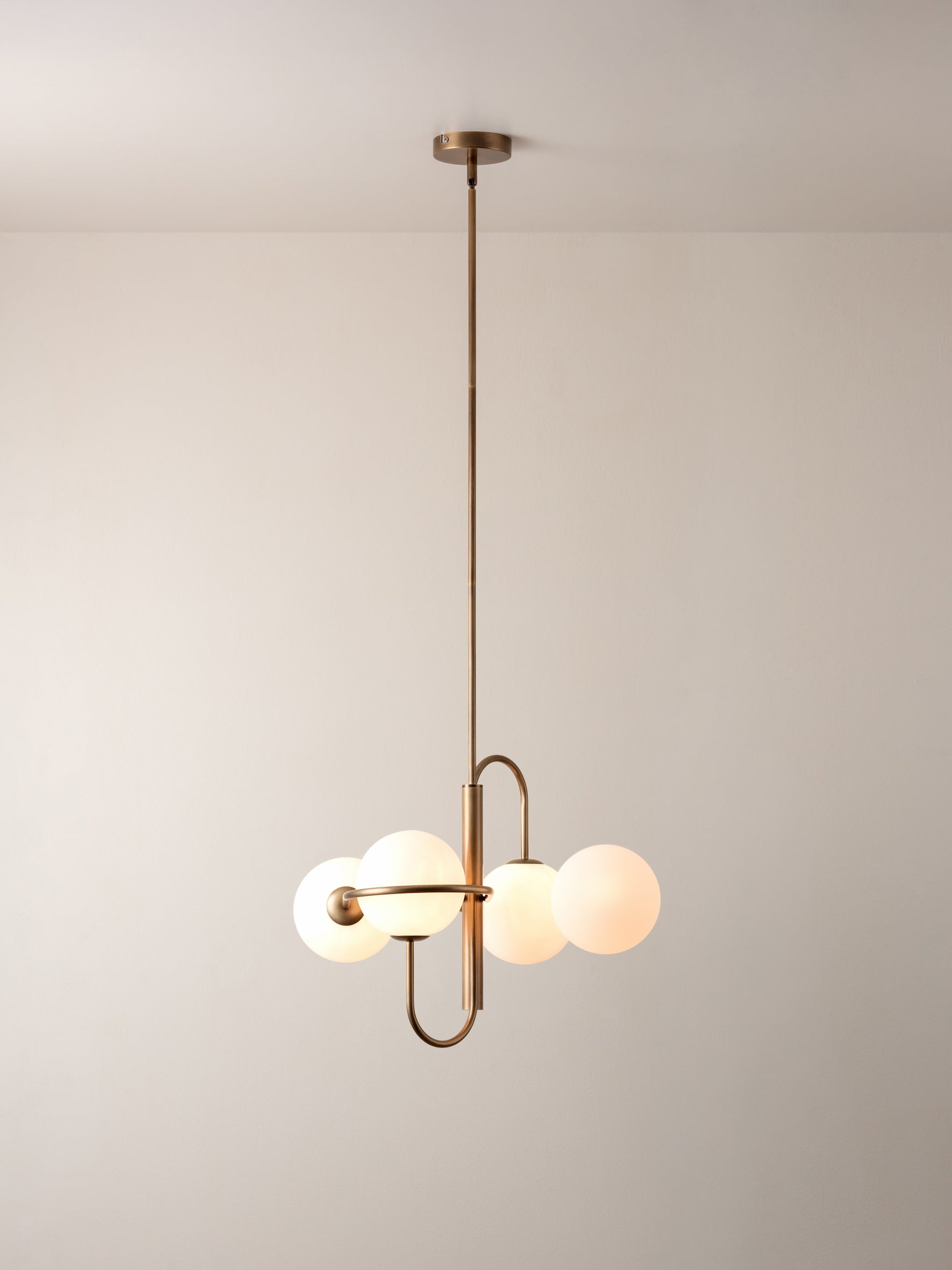 Buy Decora - 4 light aged brass and opal pendant by lights&lamps