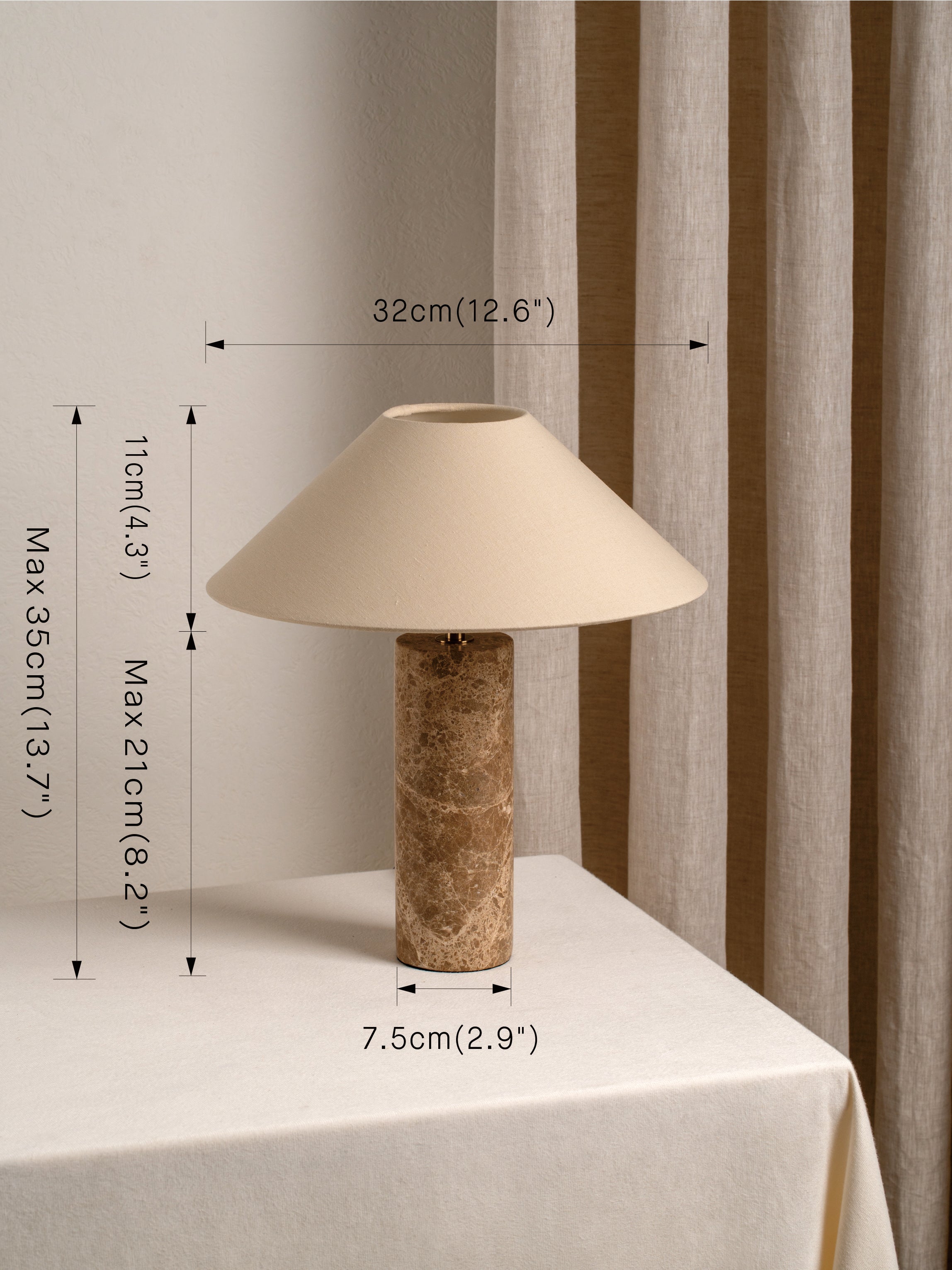 Denari - 1 light small brown marble cylinder table lamp | Table Lamp | Lights & Lamps | UK | Modern Affordable Designer Lighting