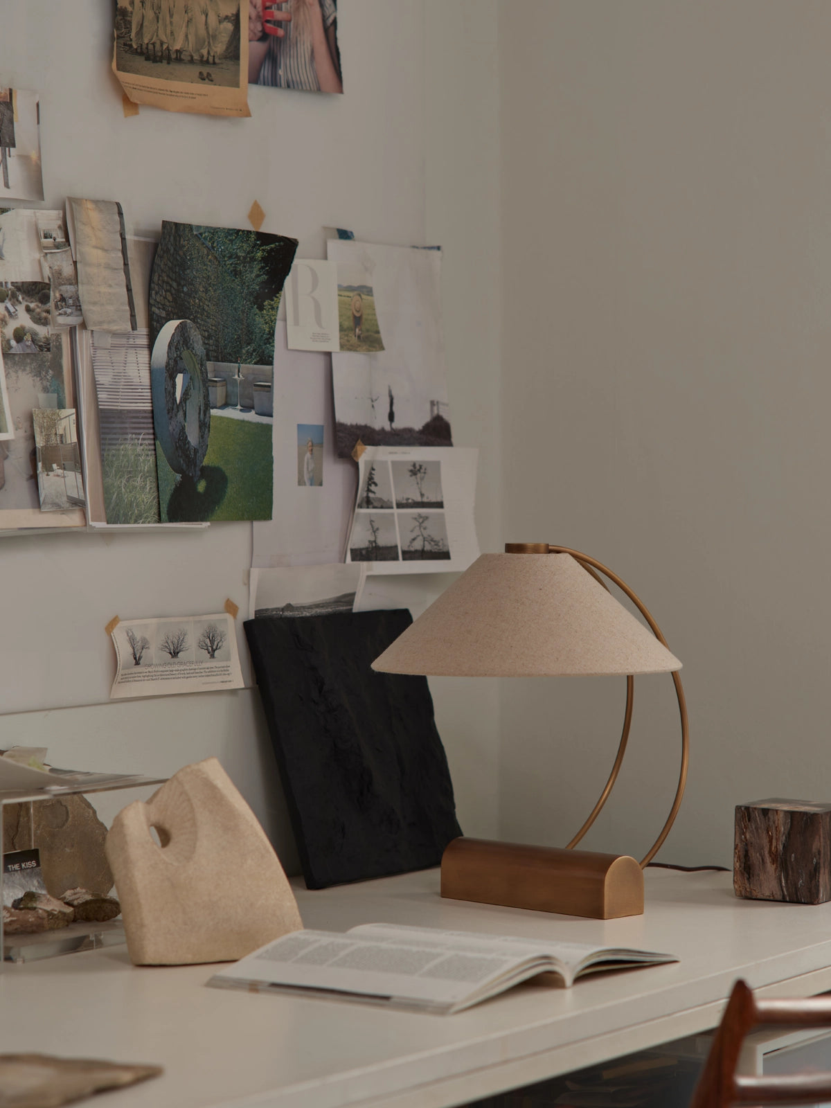 Deska - aged brass and linen task lamp | Table Lamp | Lights & Lamps | UK | Modern Affordable Designer Lighting