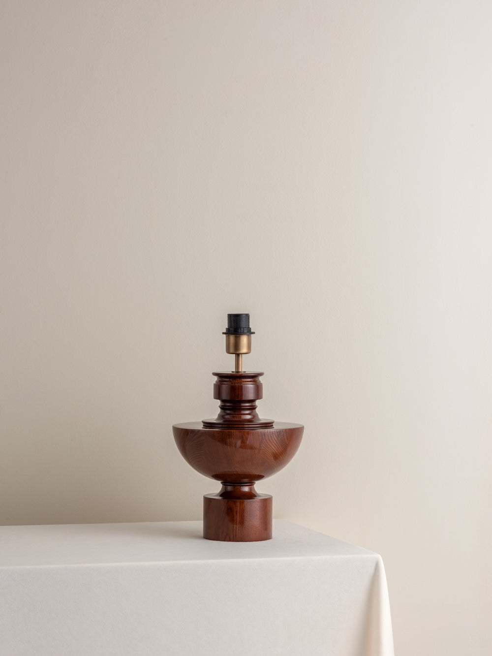 Editions spun wood lamp with + aged brass shade | Table Lamp | Lights & Lamps | UK | Modern Affordable Designer Lighting