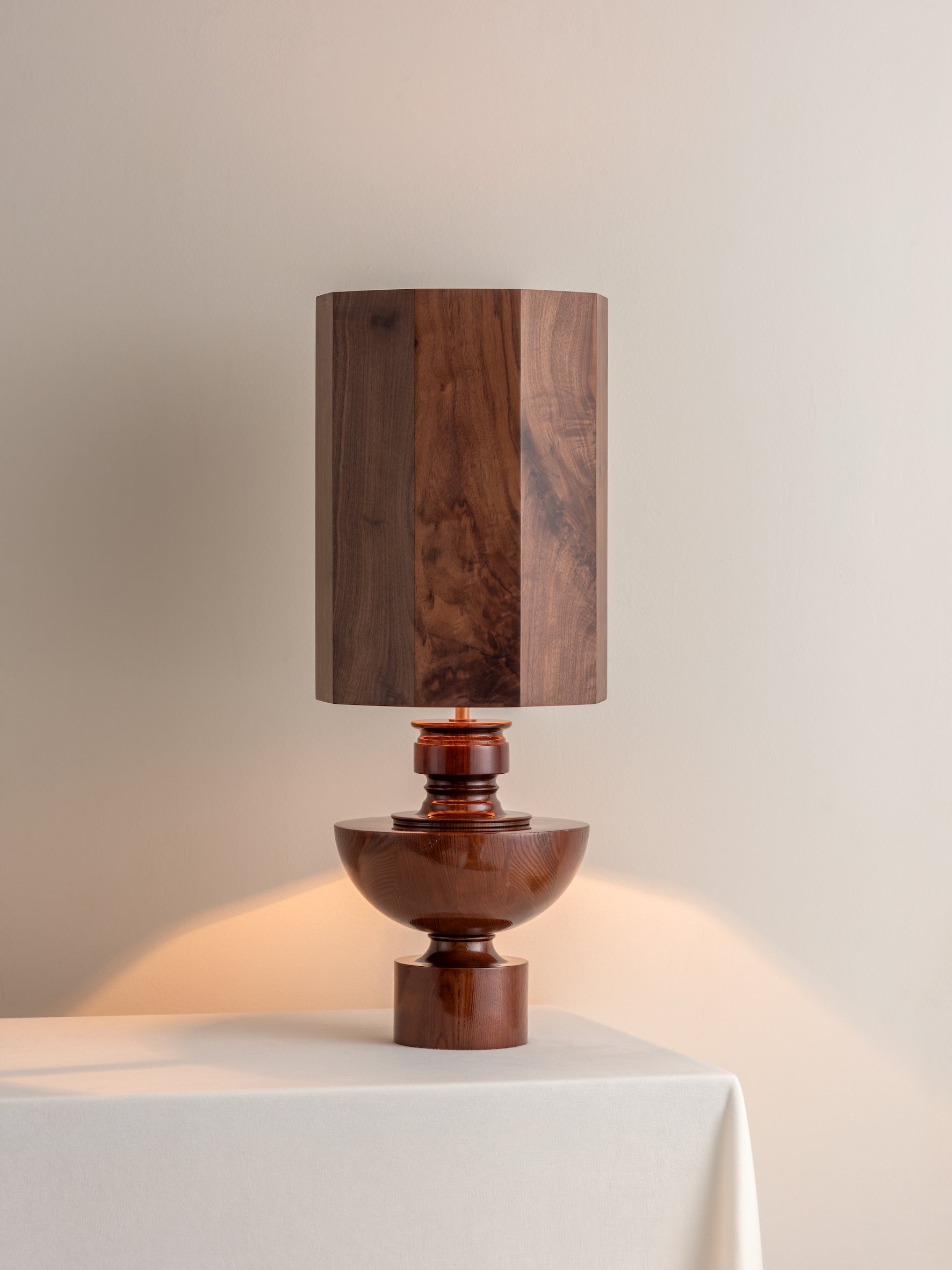 Editions spun wood lamp with + walnut wood shade | Table Lamp | Lights & Lamps | UK | Modern Affordable Designer Lighting
