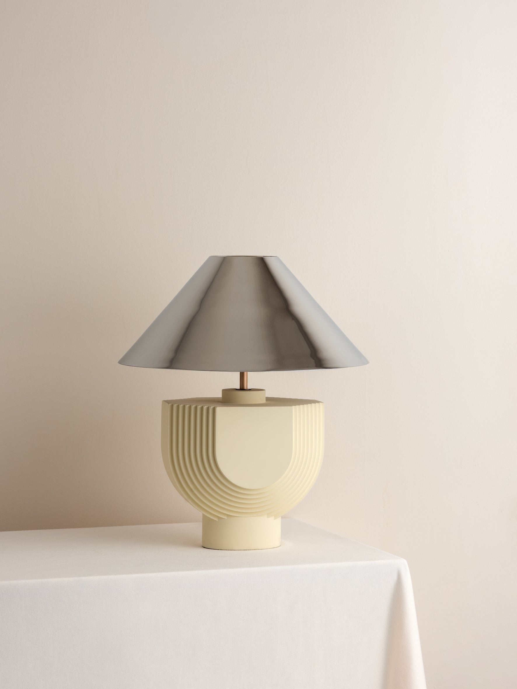 Editions concrete lamp with + chrome shade | Table Lamp | Lights & Lamps | UK | Modern Affordable Designer Lighting