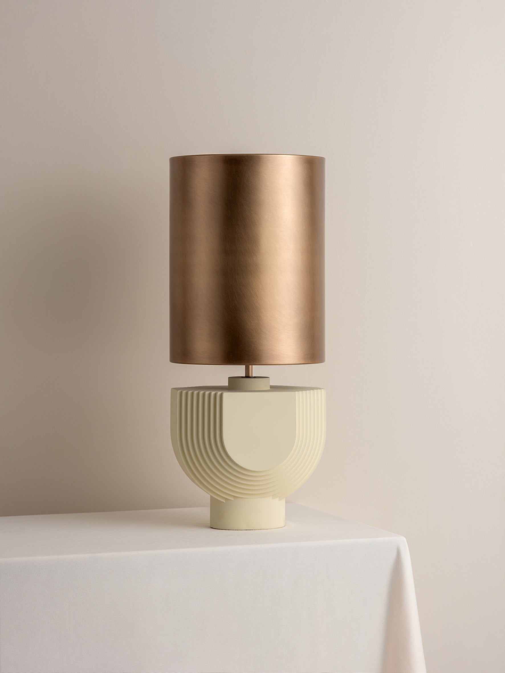 Editions concrete lamp with + aged brass shade | Table Lamp | Lights & Lamps | UK | Modern Affordable Designer Lighting