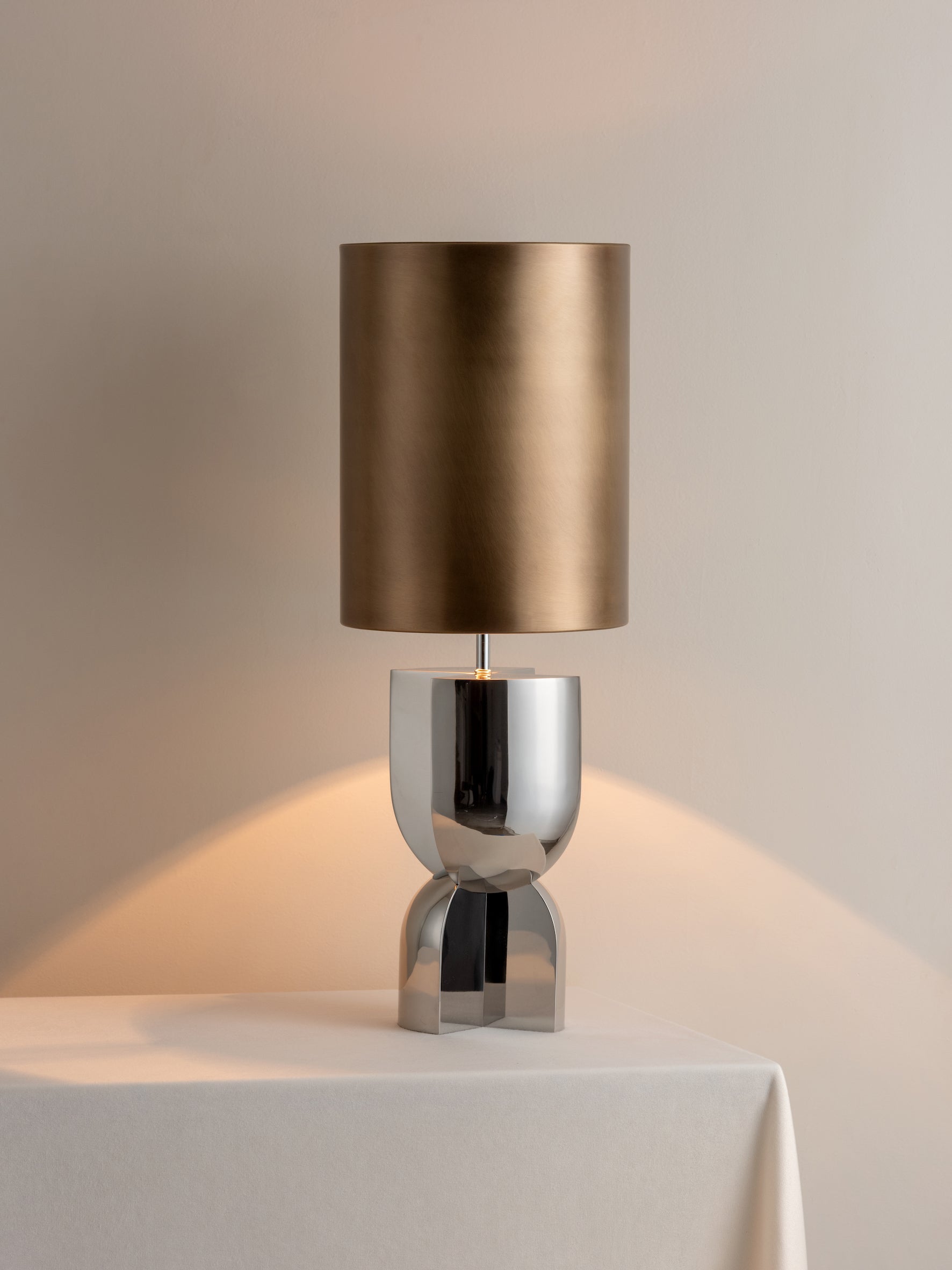 Editions chrome lamp with + aged brass shade | Table Lamp | Lights & Lamps | UK | Modern Affordable Designer Lighting