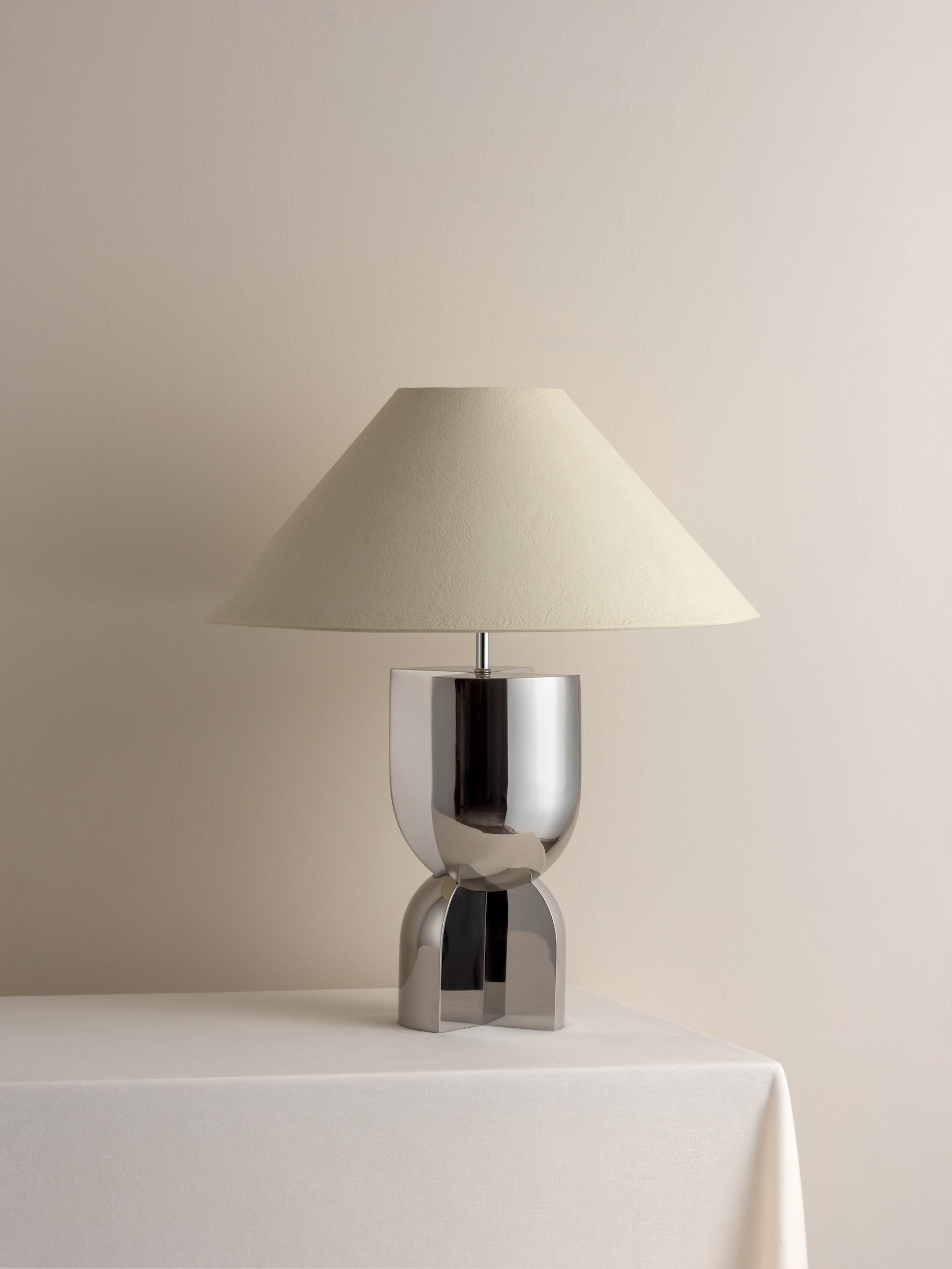 Editions chrome lamp with + plaster shade | Table Lamp | Lights & Lamps | UK | Modern Affordable Designer Lighting