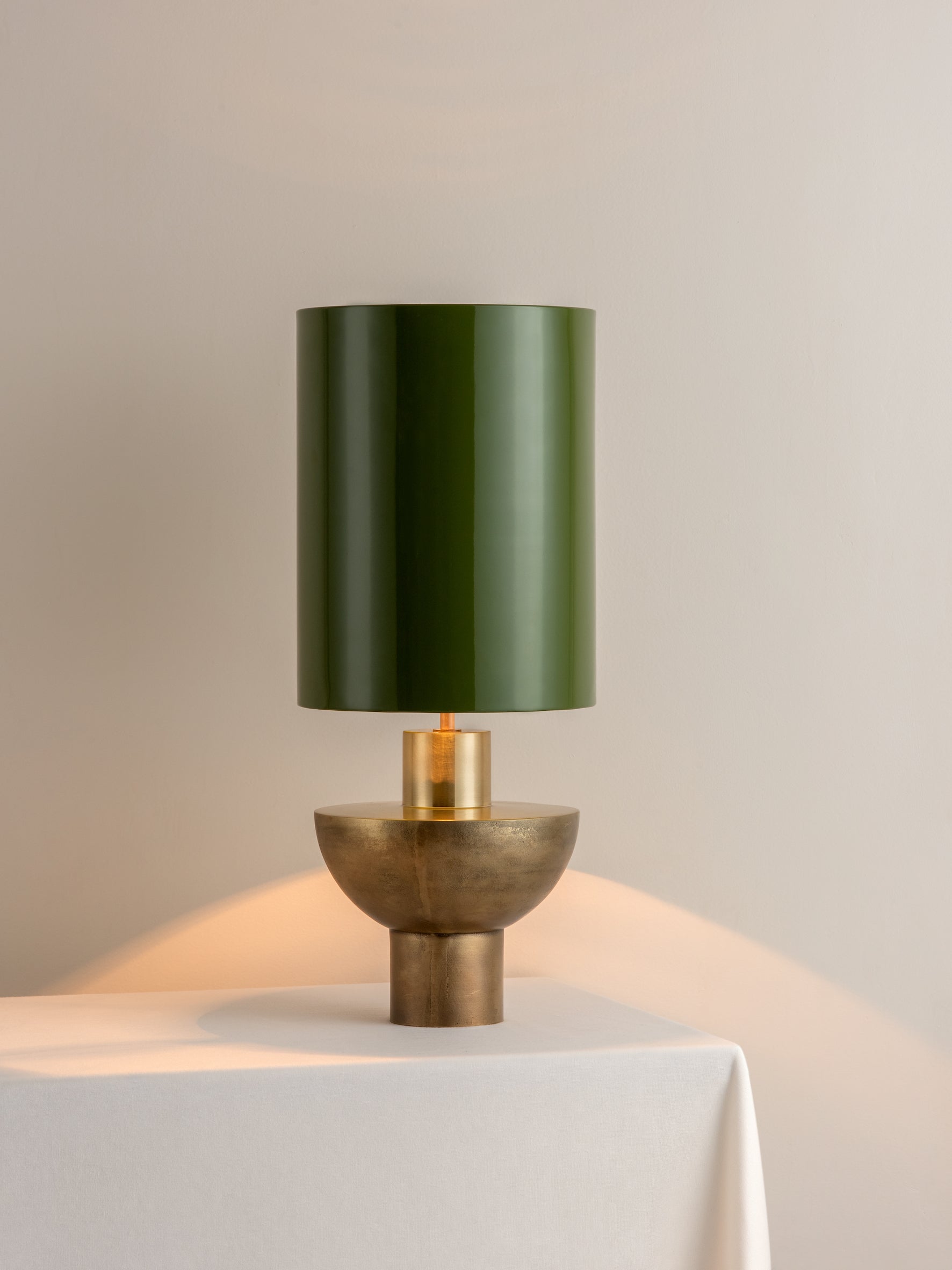 Editions brass lamp with + green lacquer shade | Table Lamp | Lights & Lamps | UK | Modern Affordable Designer Lighting