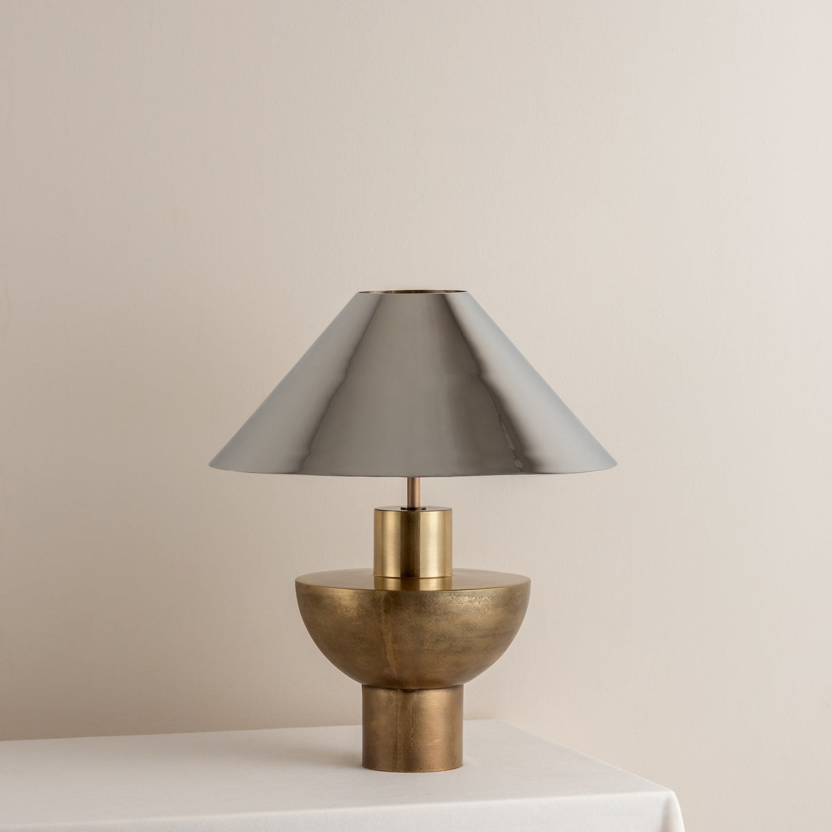 Editions brass lamp with + bronze shade, Table Lamp