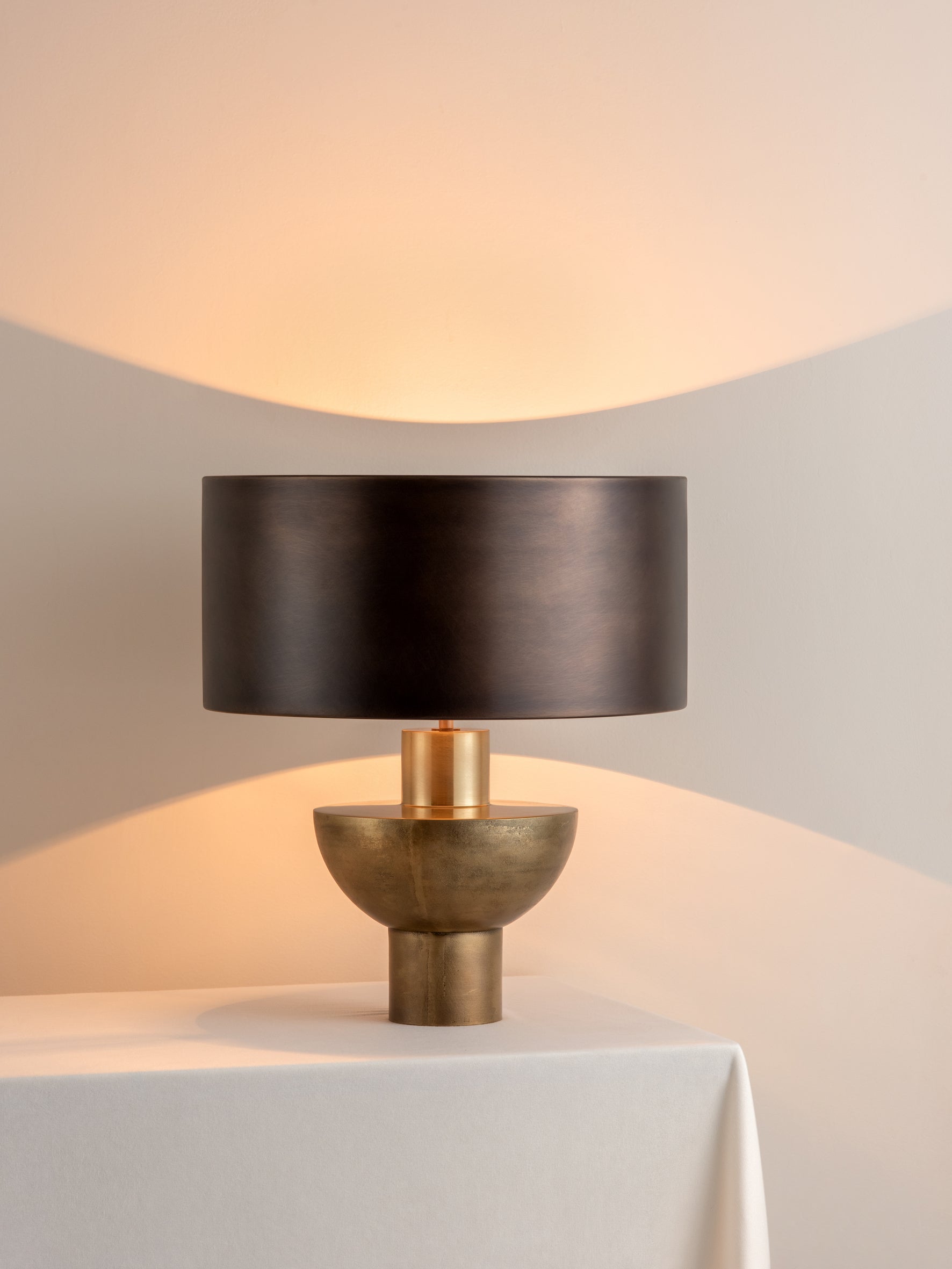 Editions brass lamp with + bronze shade, Table Lamp