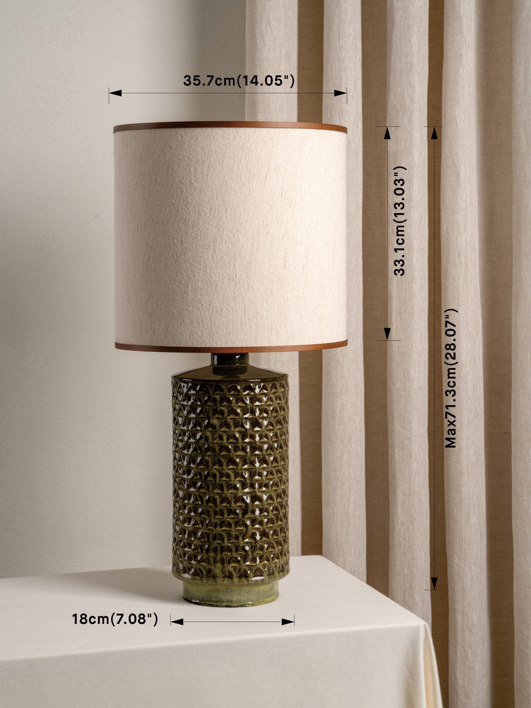 Filaree - tall green glazed ceramic table lamp