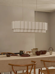 Folia - oval scalloped natural linen pendant | Ceiling Light | lights&lamps | UK | Modern Affordable Designer Lighting