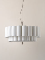 Folia - large scalloped natural linen pendant
