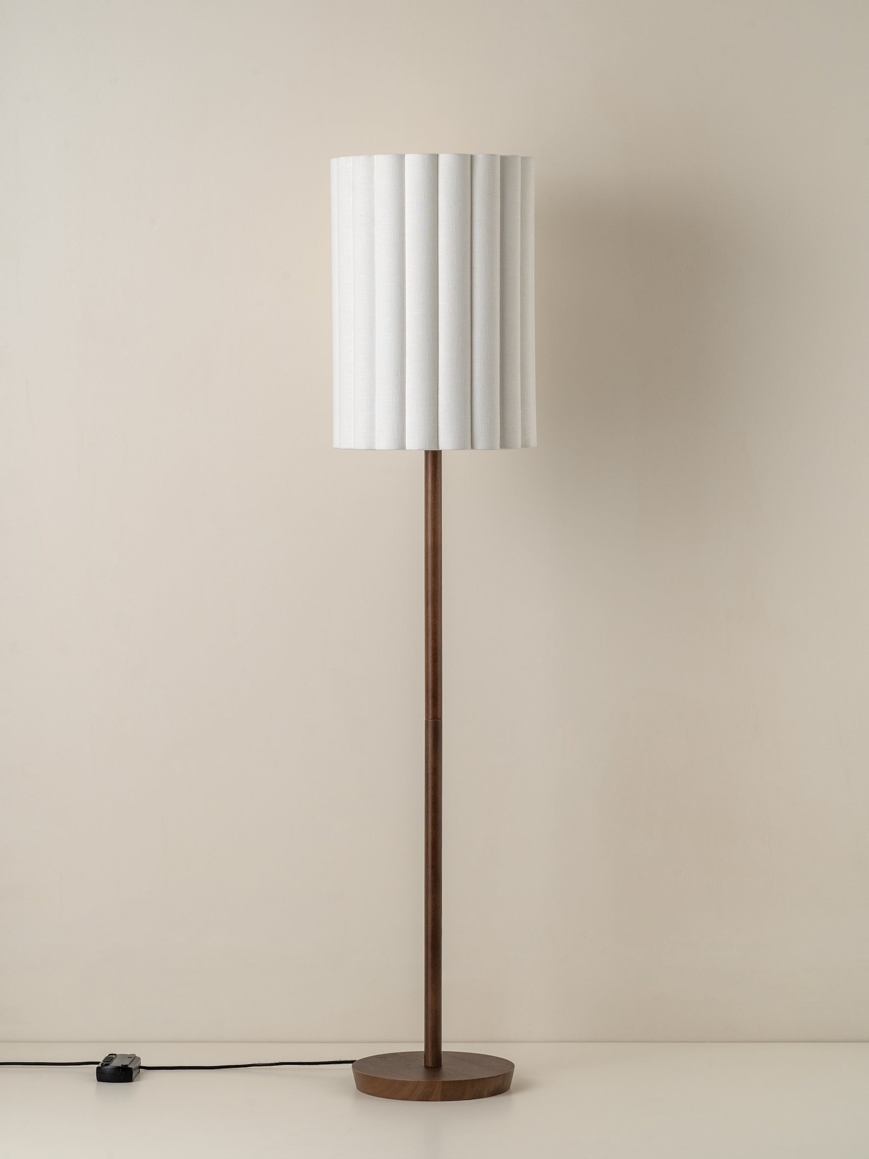 Folia - walnut wood and scalloped natural linen floor lamp | Floor Lamp | lights&lamps | UK | Modern Affordable Designer Lighting