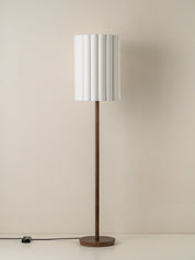 Folia - walnut wood and scalloped natural linen floor lamp | Floor Lamp | lights&lamps | UK | Modern Affordable Designer Lighting