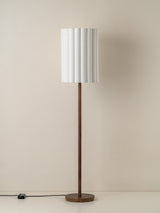 Folia - walnut wood and scalloped natural linen floor lamp