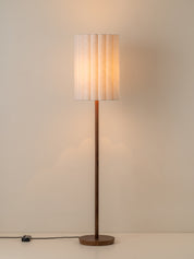 Folia - walnut wood and scalloped natural linen floor lamp | Floor Lamp | lights&lamps | UK | Modern Affordable Designer Lighting