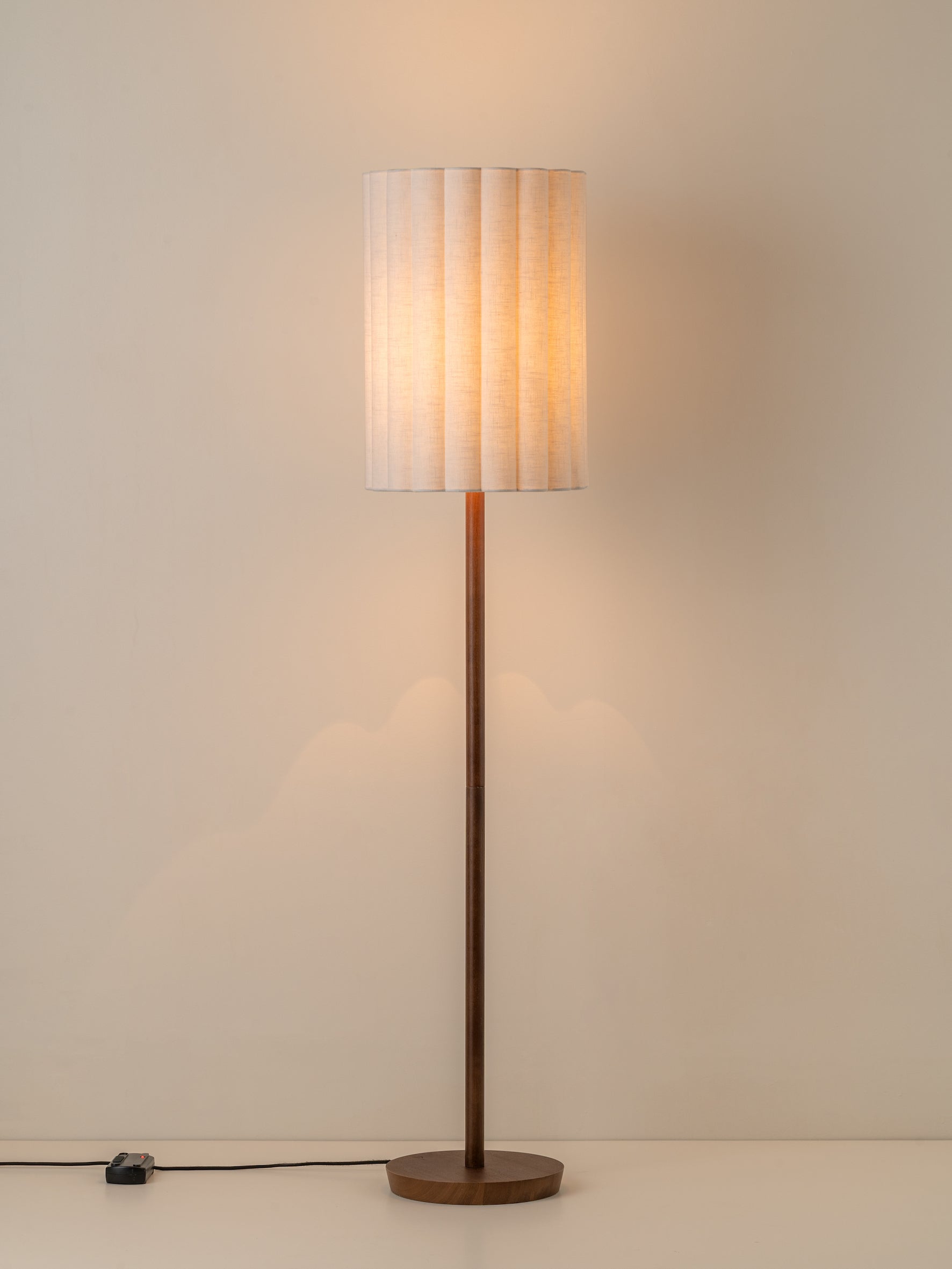 Folia - walnut wood and scalloped natural linen floor lamp | Floor Lamp | Lights & Lamps | UK | Modern Affordable Designer Lighting