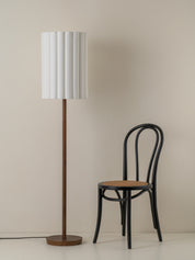 Folia - walnut wood and scalloped natural linen floor lamp | Floor Lamp | lights&lamps | UK | Modern Affordable Designer Lighting