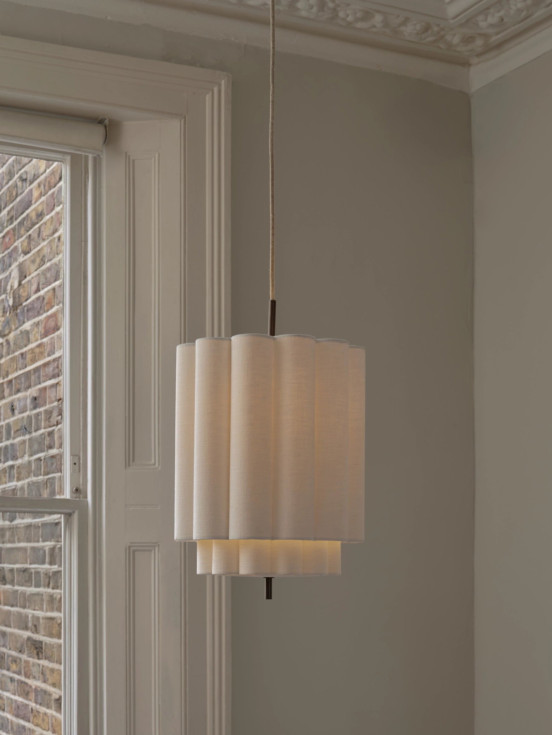 Folia - small scalloped natural linen pendant | Ceiling Light | lights&lamps | UK | Modern Affordable Designer Lighting