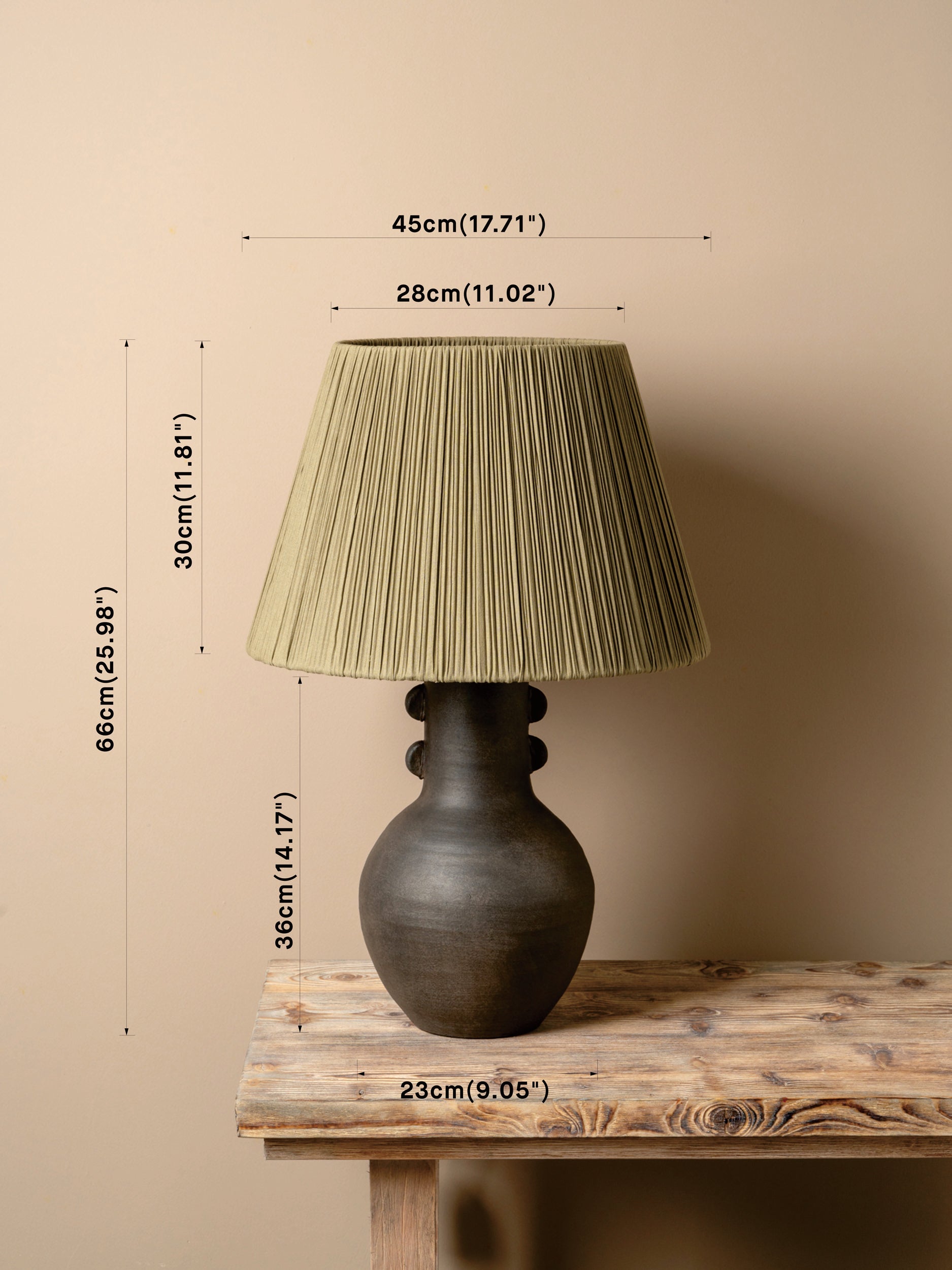 image of table lamp with dimensions on image