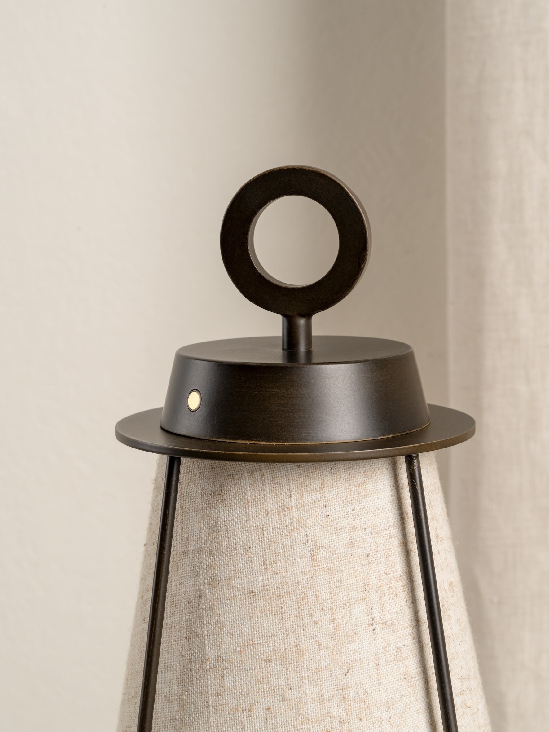 Lanterna - bronze and linen rechargeable table lamp |  | Lights & Lamps | UK | Modern Affordable Designer Lighting