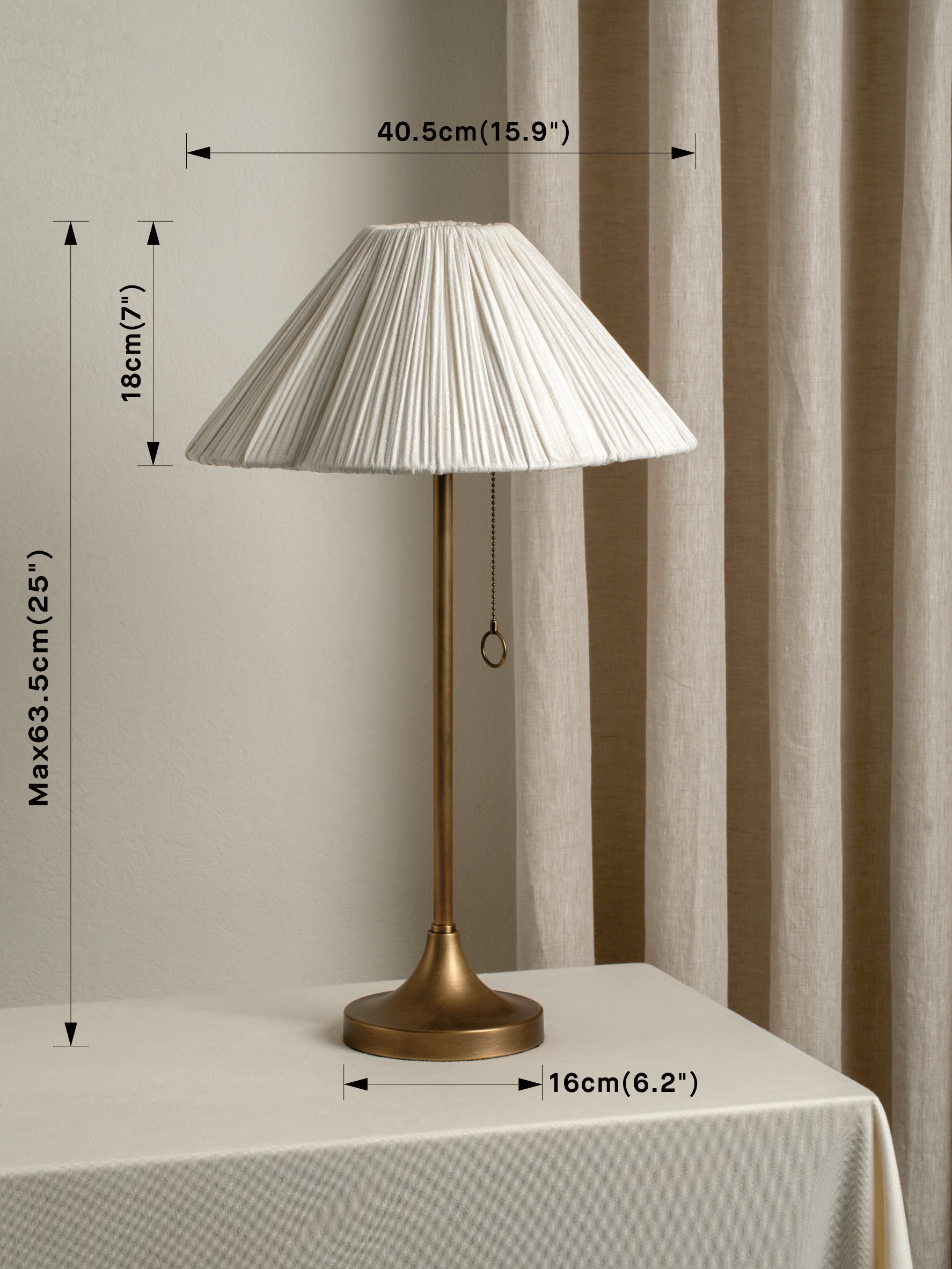Lindi - aged brass and scalloped linen table lamp | Table lamp | lights & lamps | UK | Modern affordable designer lighting