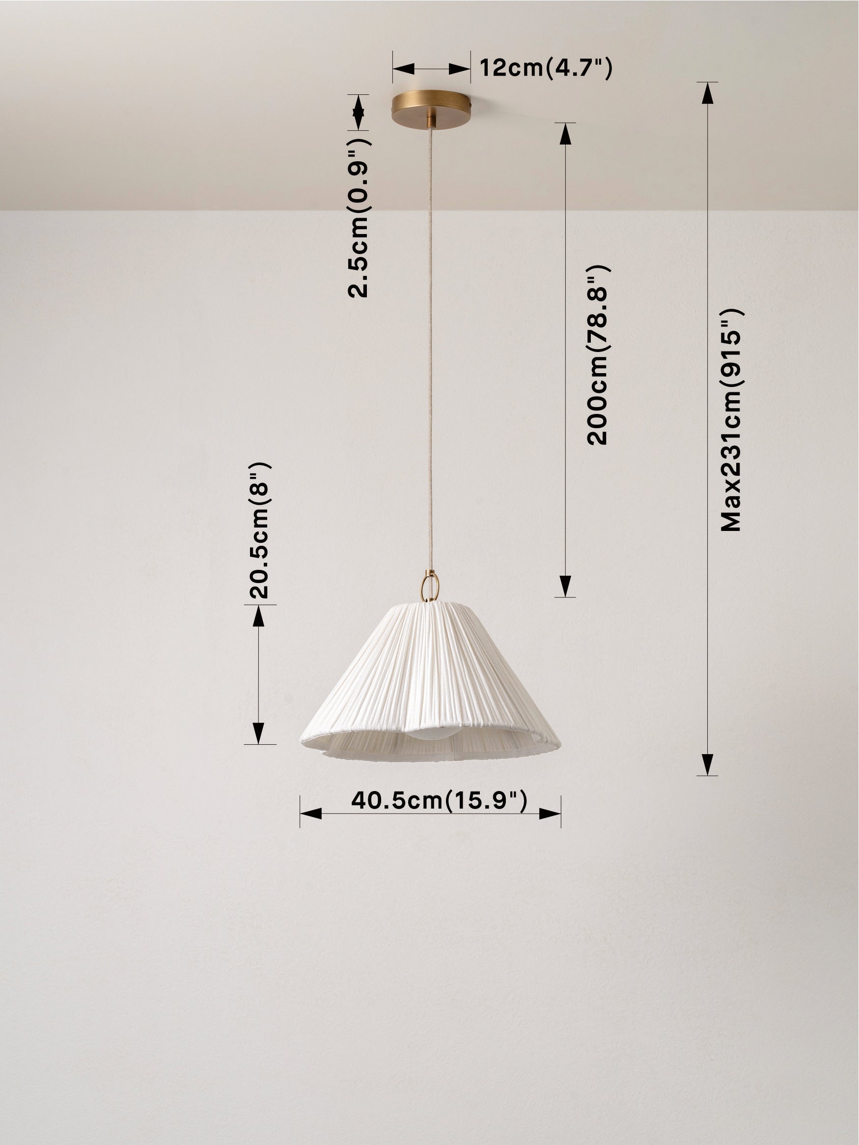 Lindi - small aged brass and linen scalloped pendant | Ceiling Light | lights&lamps | UK | Modern Affordable Designer Lighting